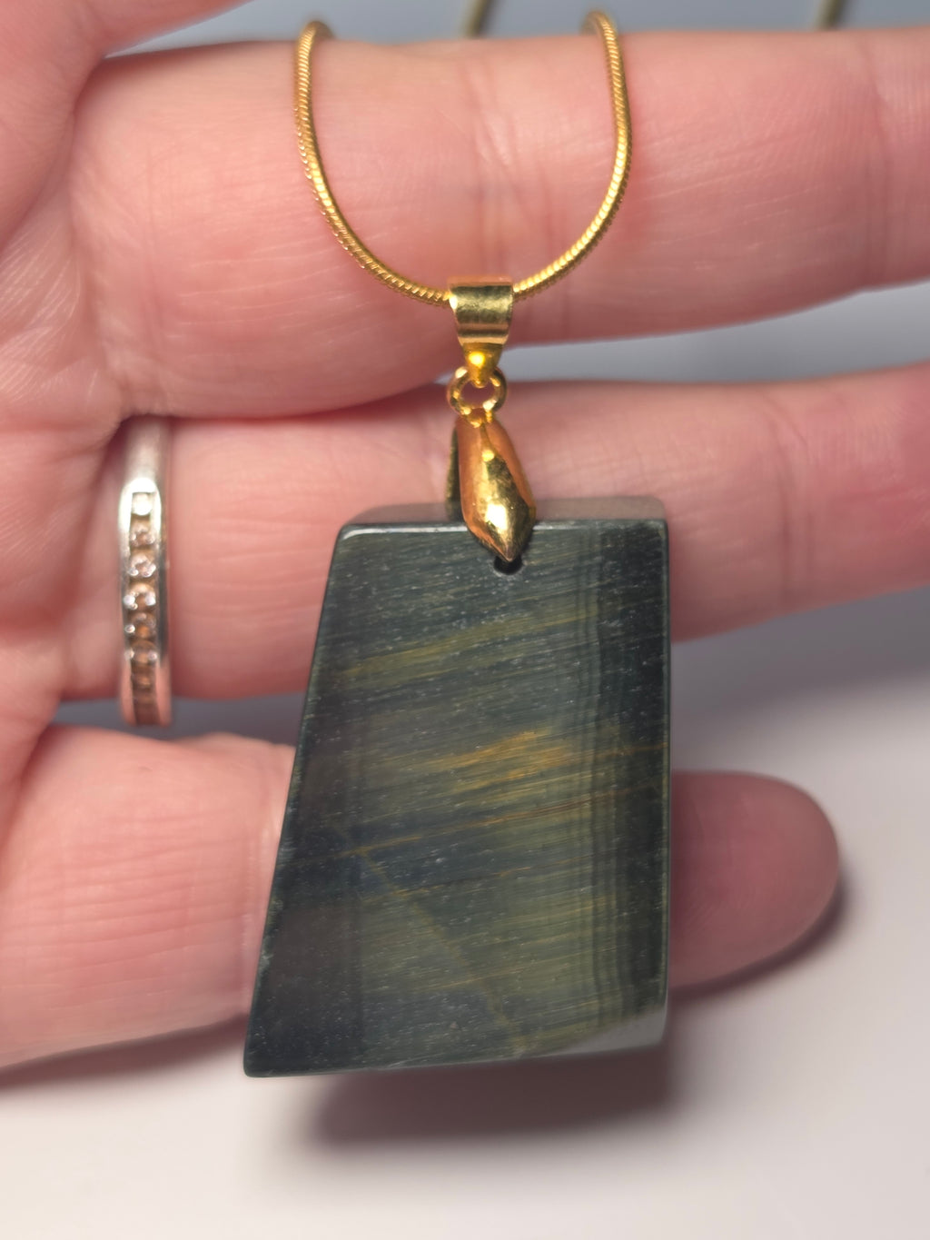 Blue tigers eye crystal necklace