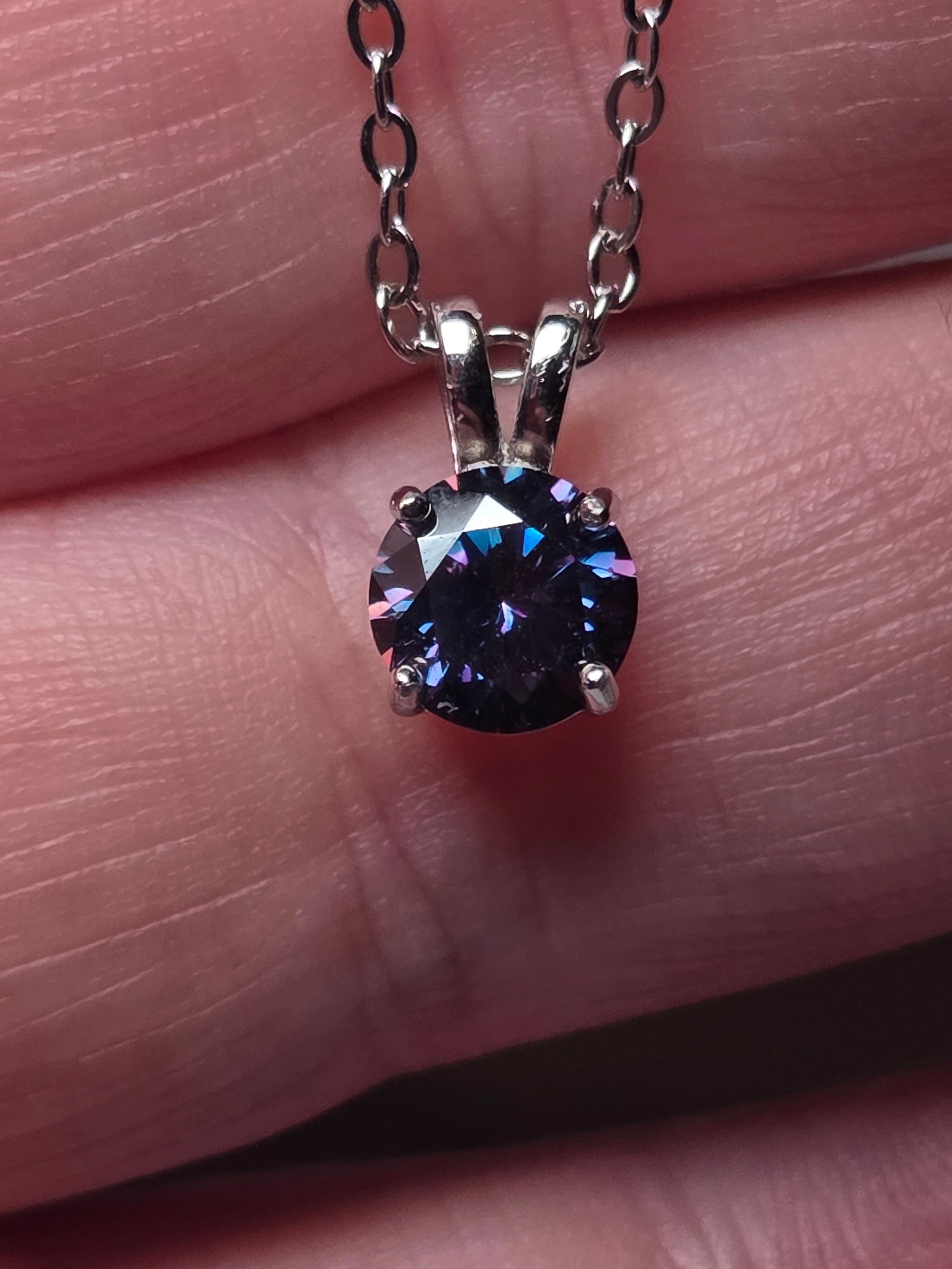 Purple Moissanite 2Carot diamond Necklace