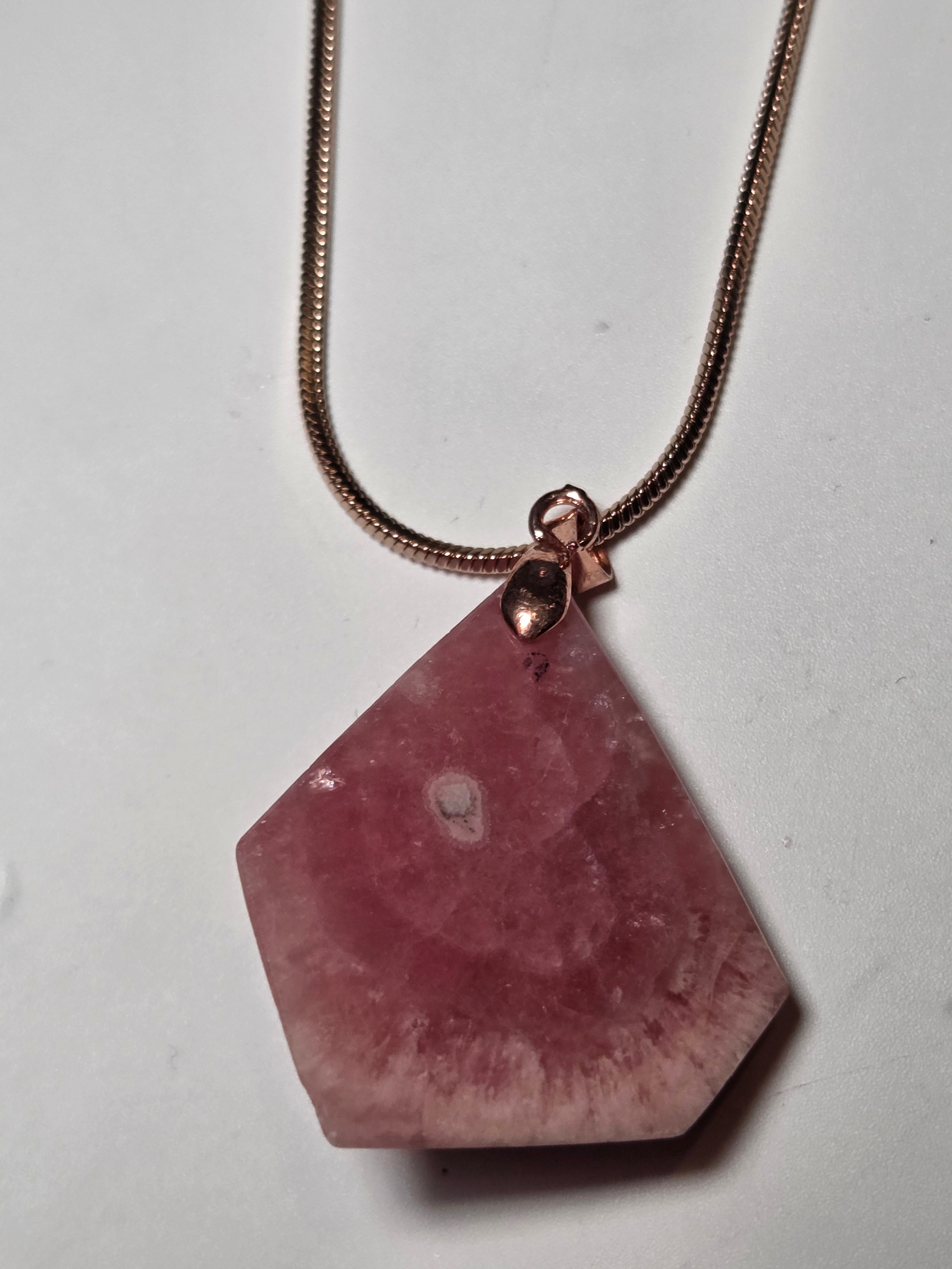 Rhodochrosite crystal handmade necklace