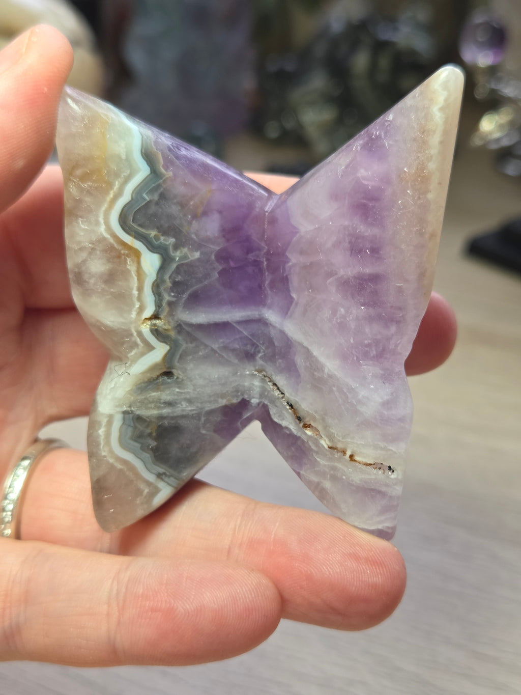 Crazy agate Amethyst butterfly