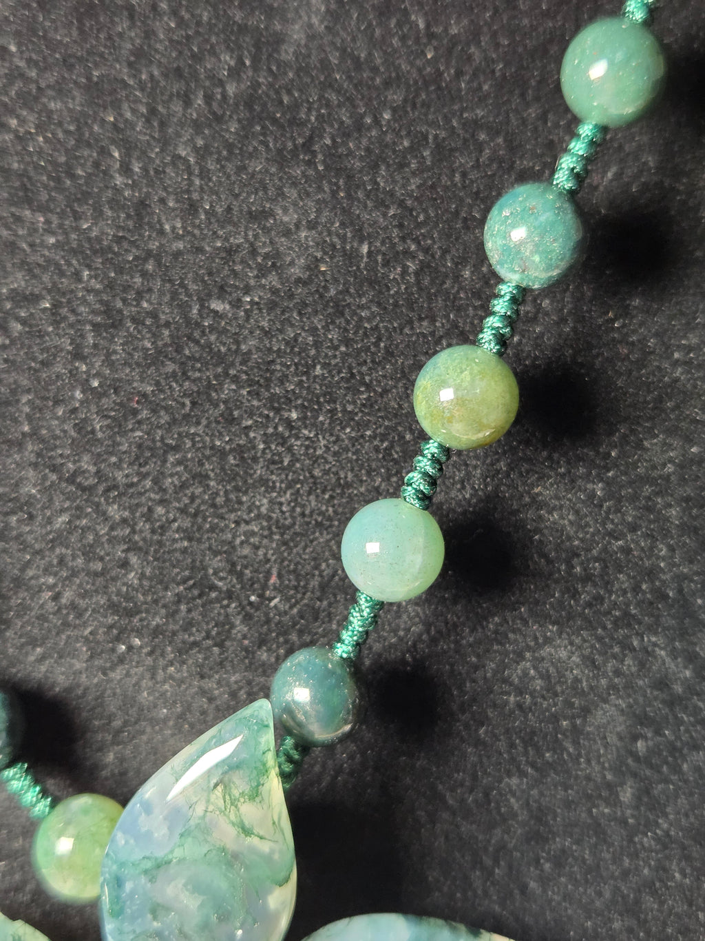Amazing  grade AAA Moss agate crystal long  necklace