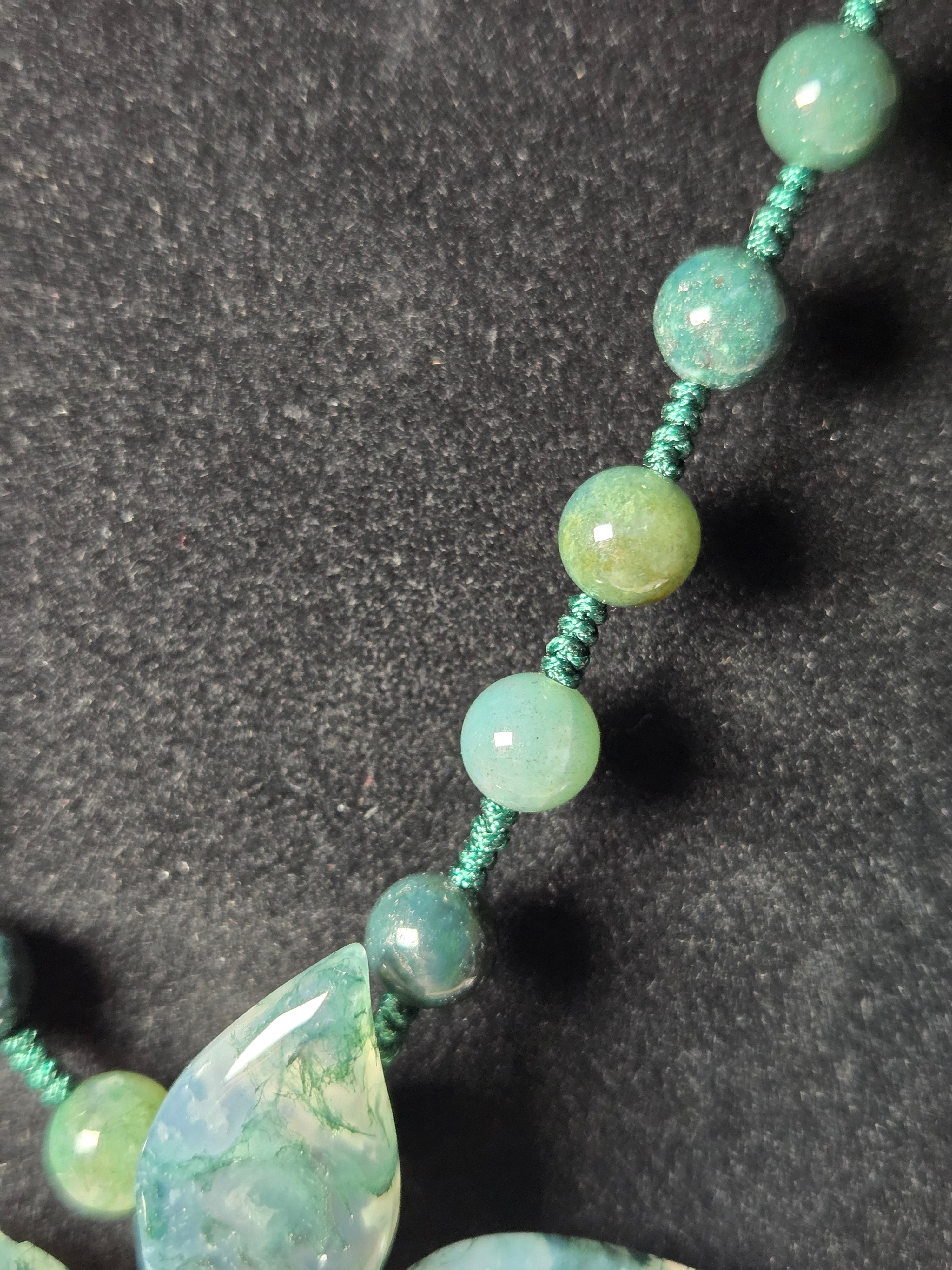 Amazing  grade AAA Moss agate crystal long  necklace