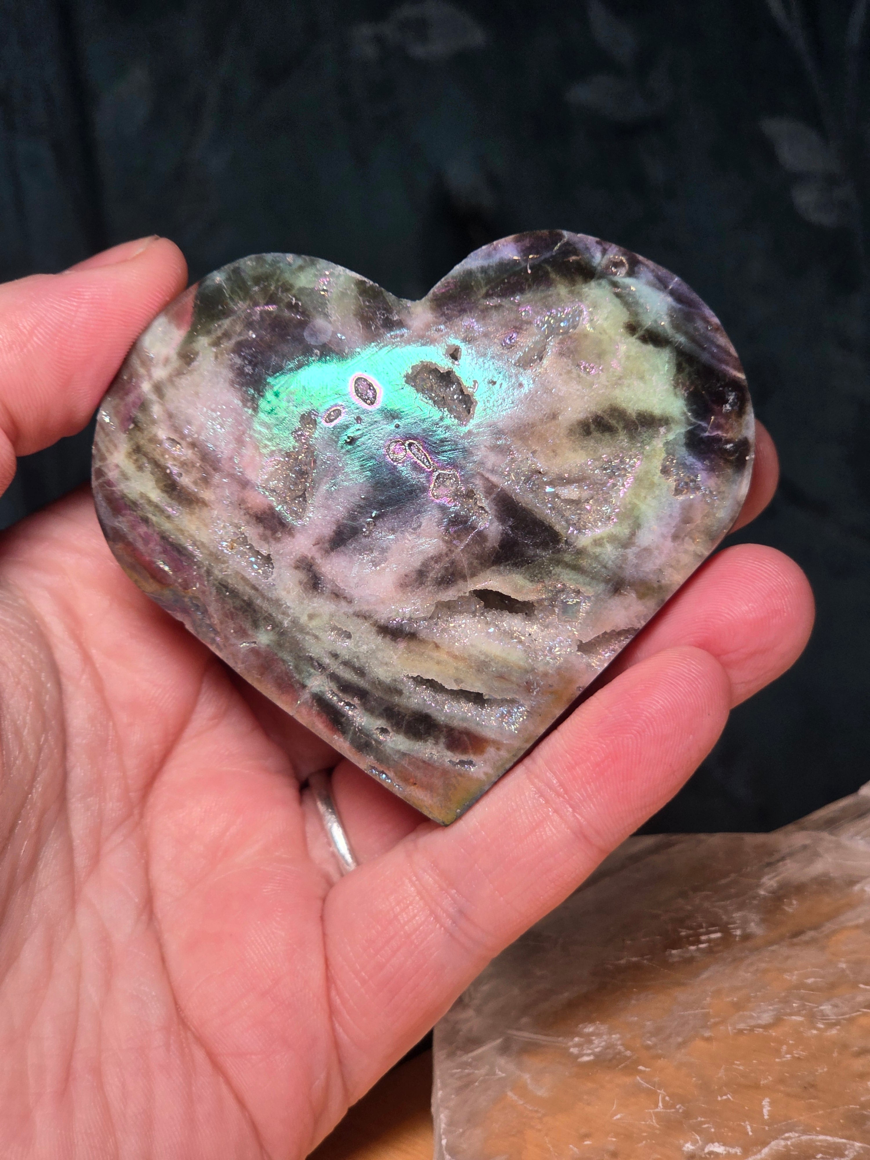 Aura Sphelerite crystal heart carving