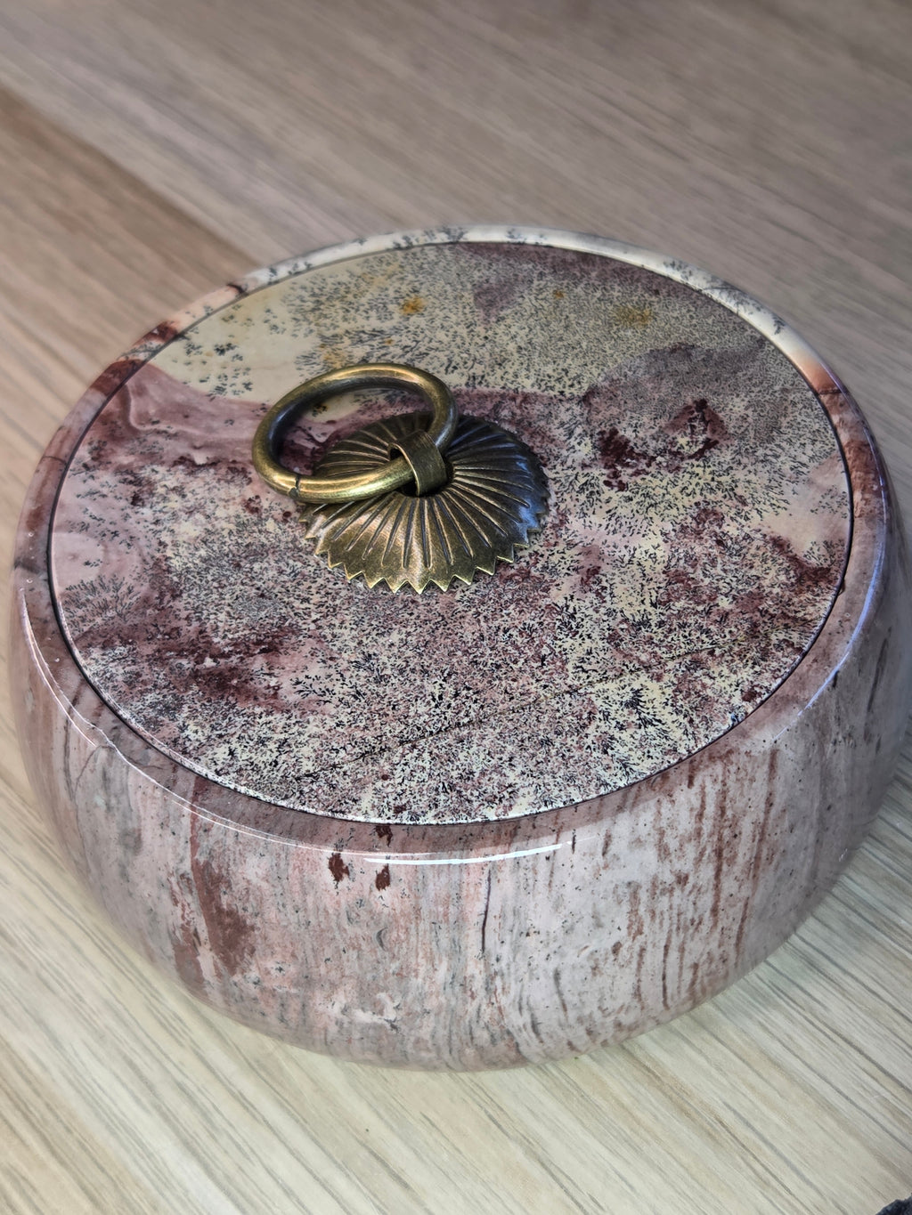 Pink Picture Jasper crystal trinket box