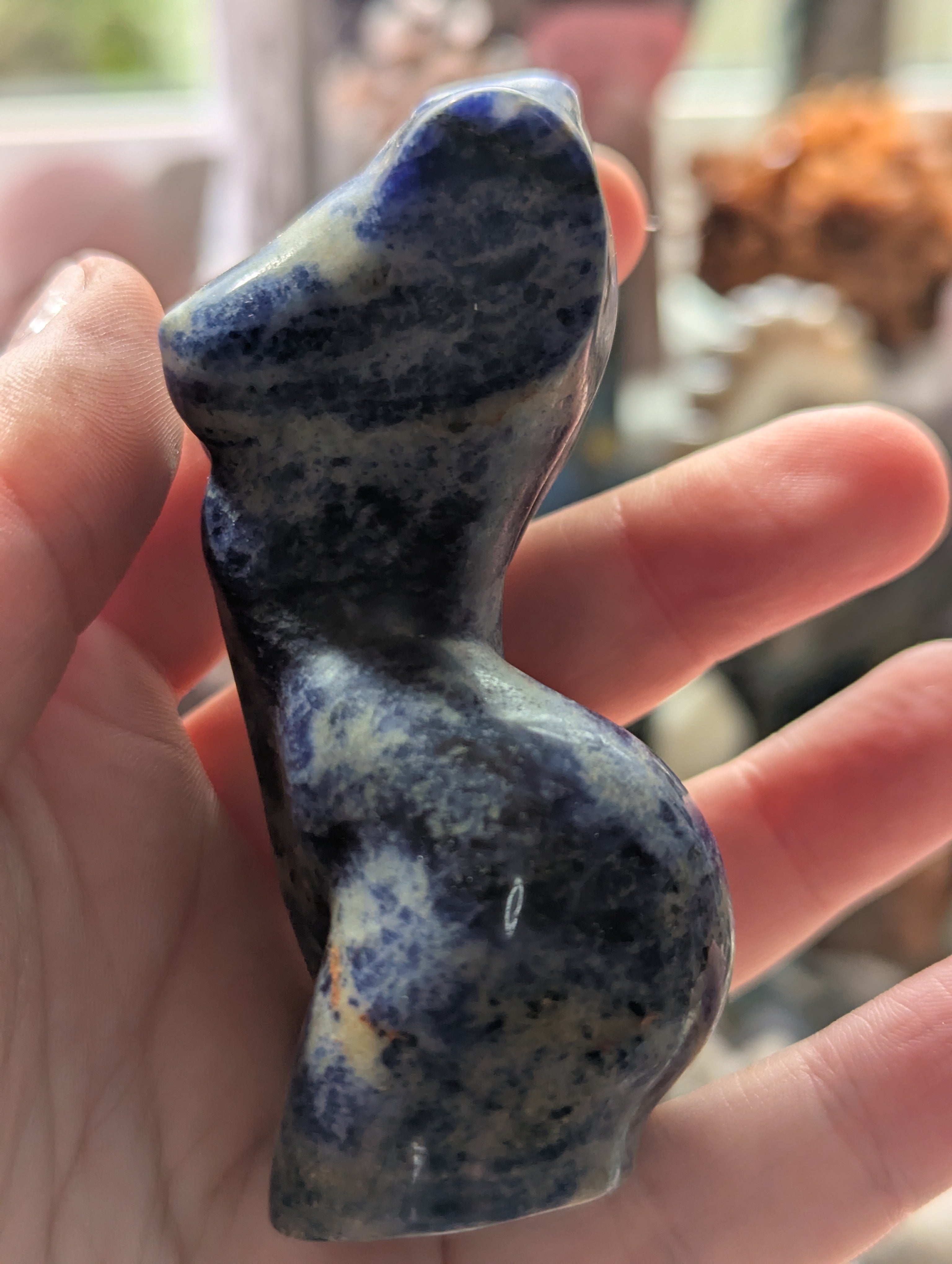 Sodalite crystal lady body carving