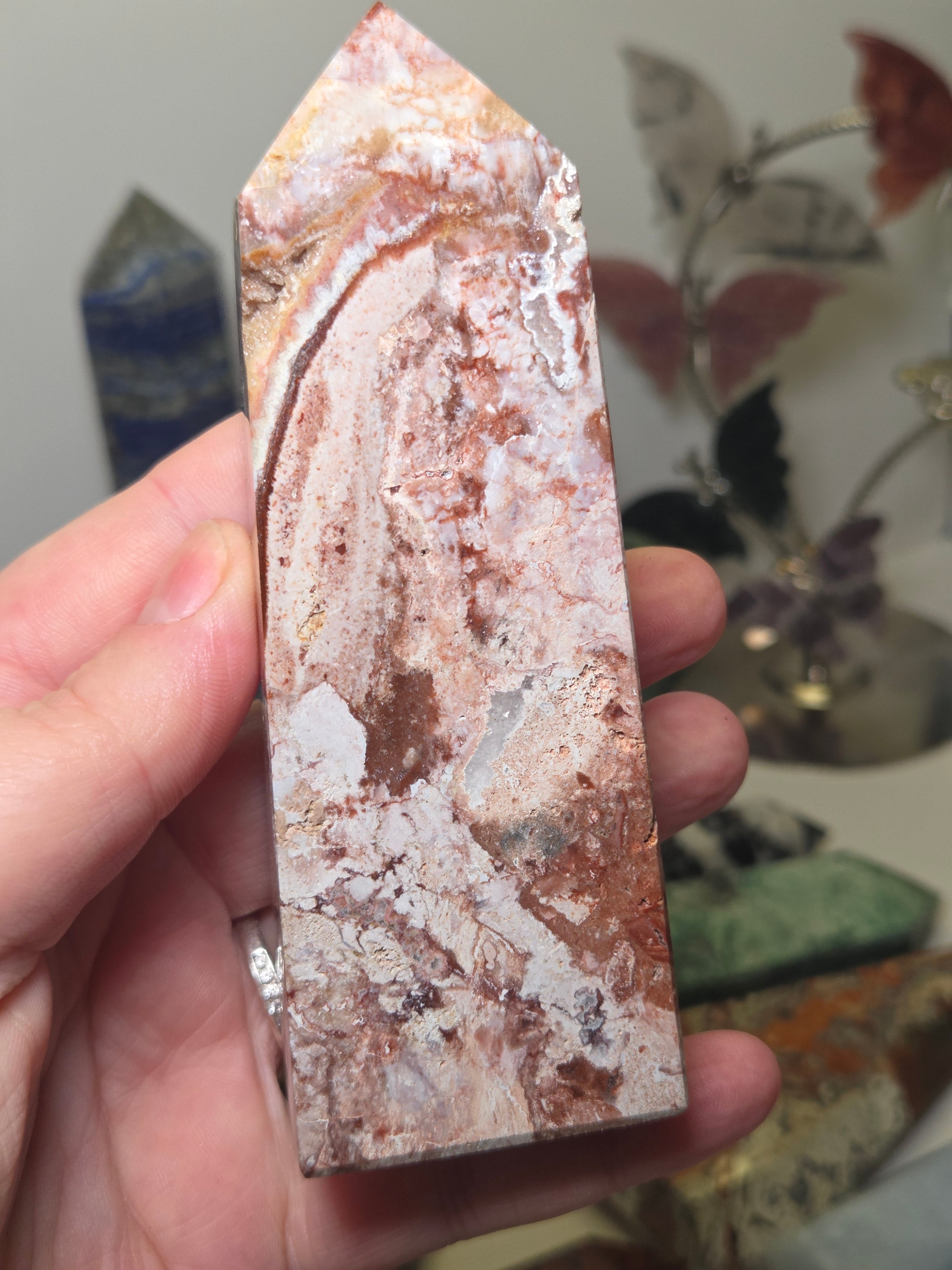 Beautiful Indonesian crazy agate crystal tower