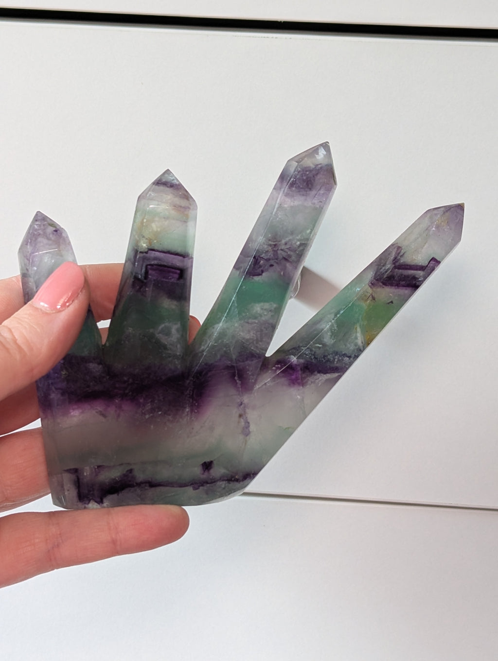 Beautiful four points Flourite crystal tower