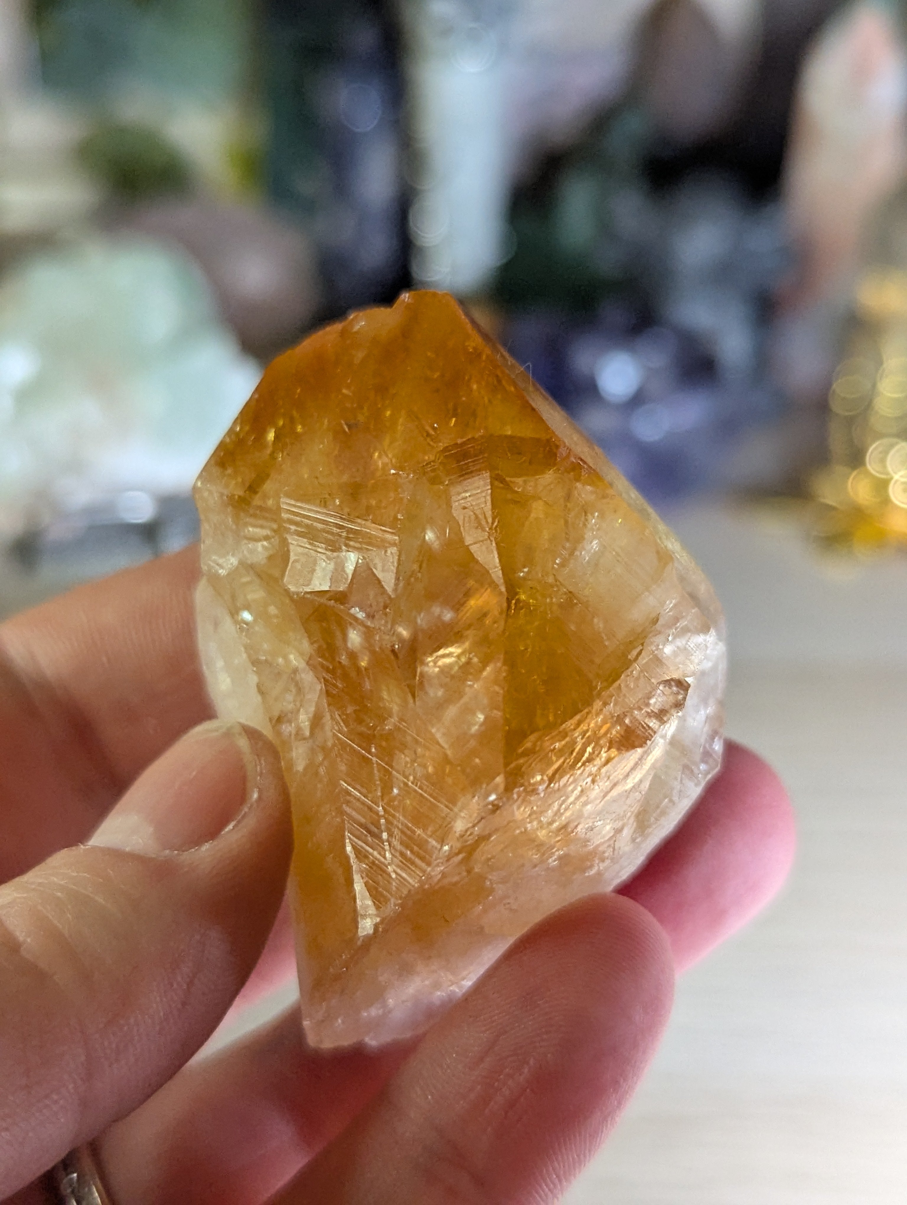 Citrine crystal tooth with stand