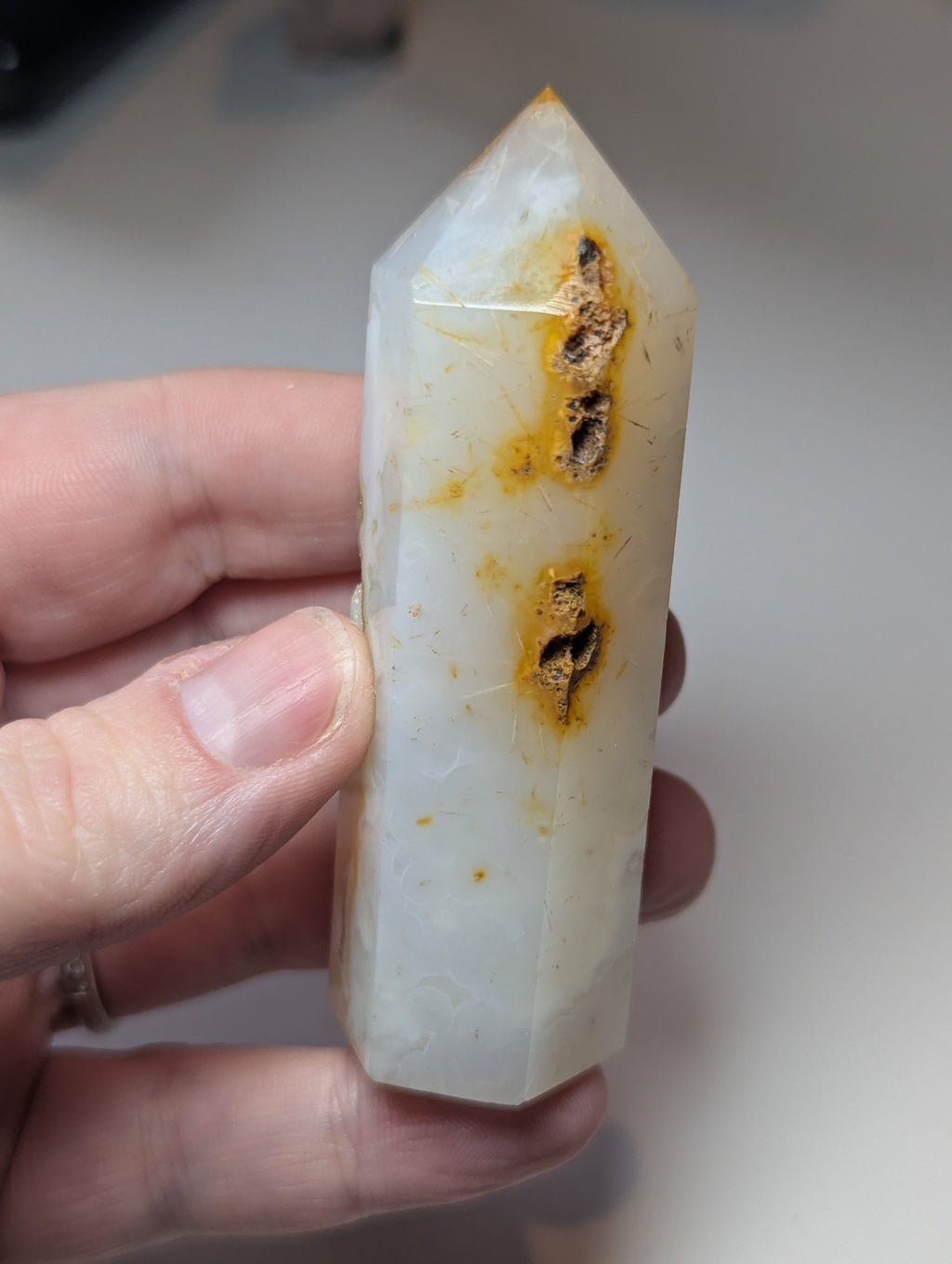 Crystal Agate tower with imperfections