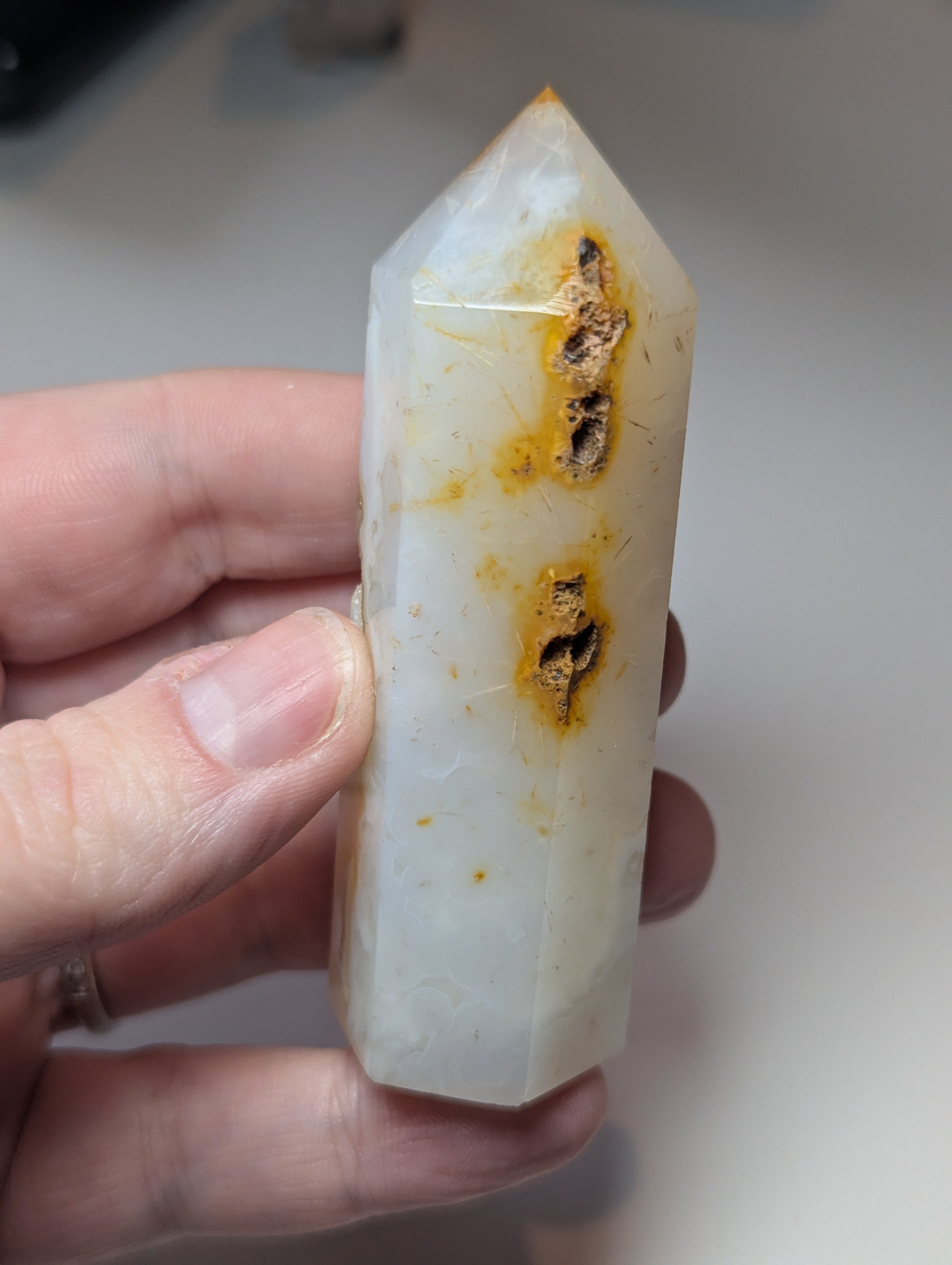Crystal Agate tower with imperfections