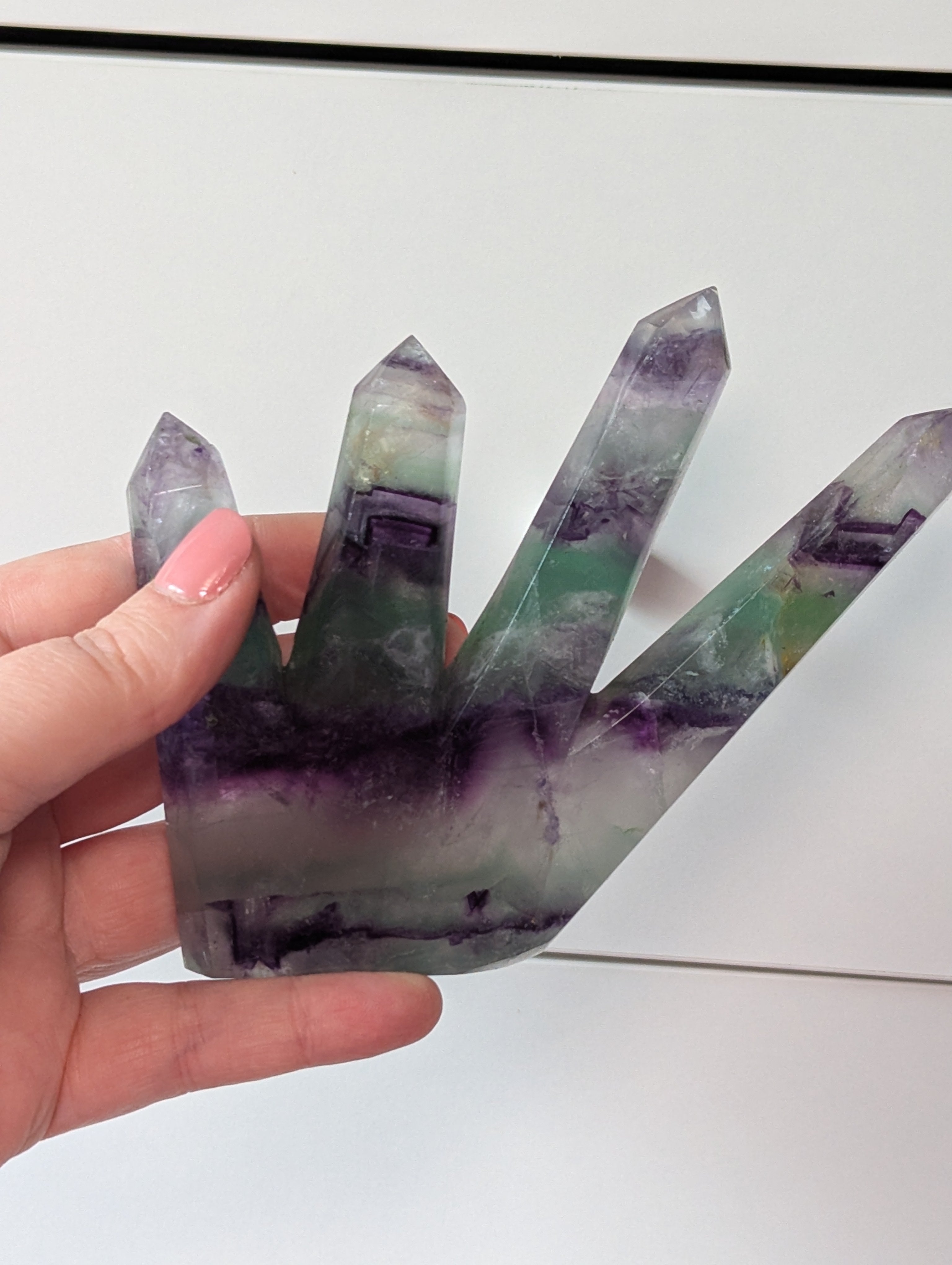 Beautiful four points Flourite crystal tower