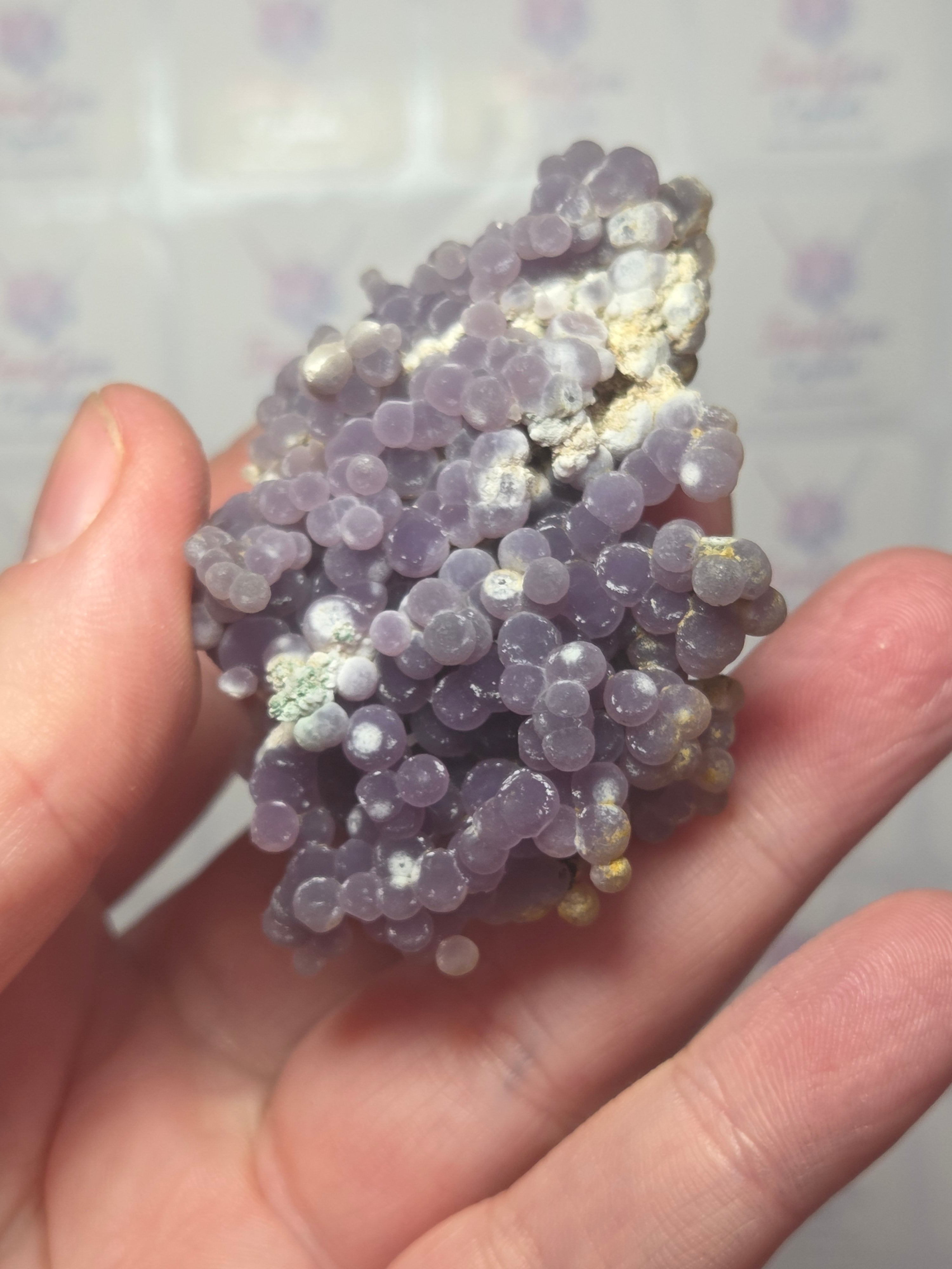 Beautiful rare grape agate specimen with box