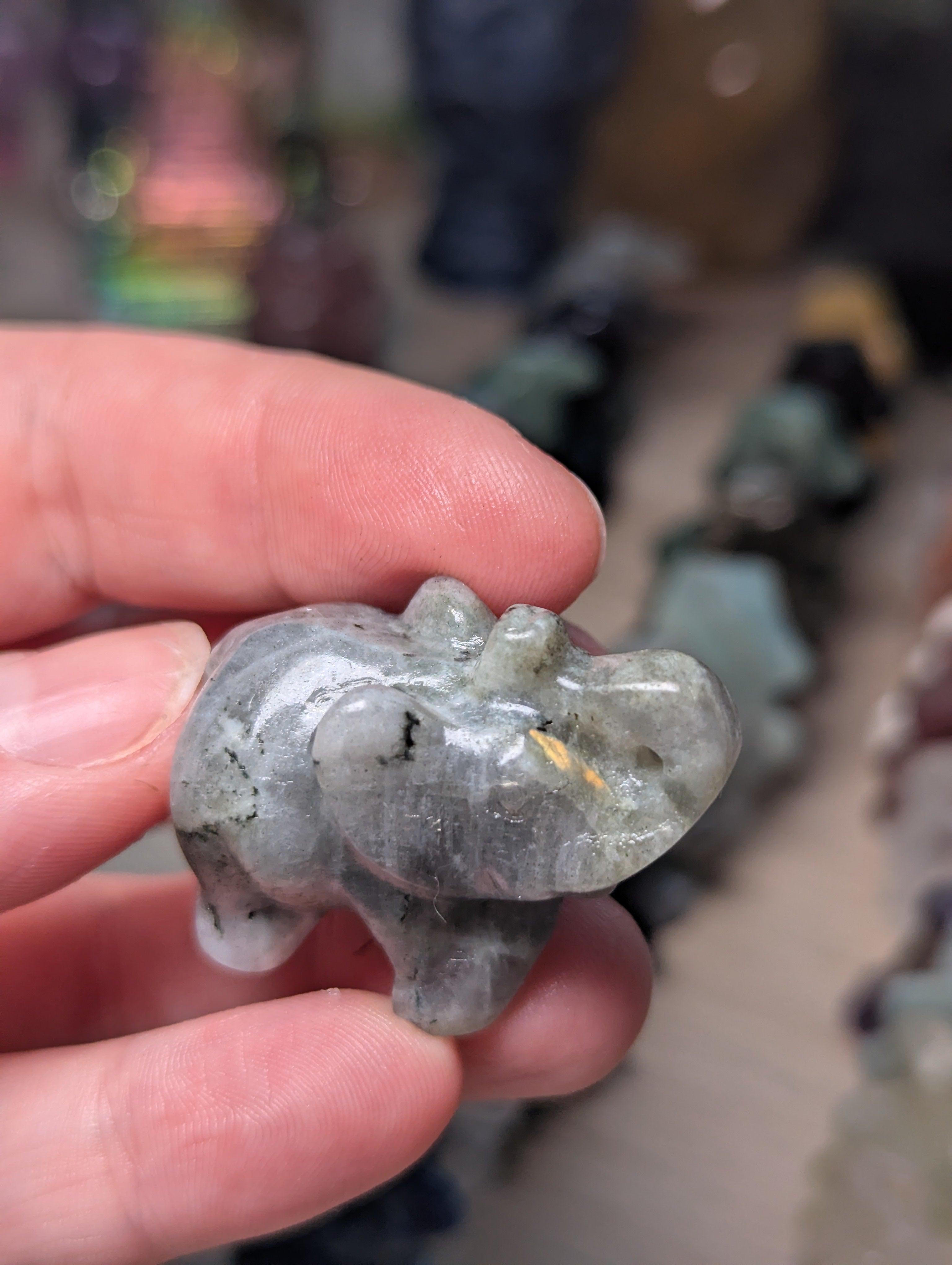 Labradorite crystal Elephant carving