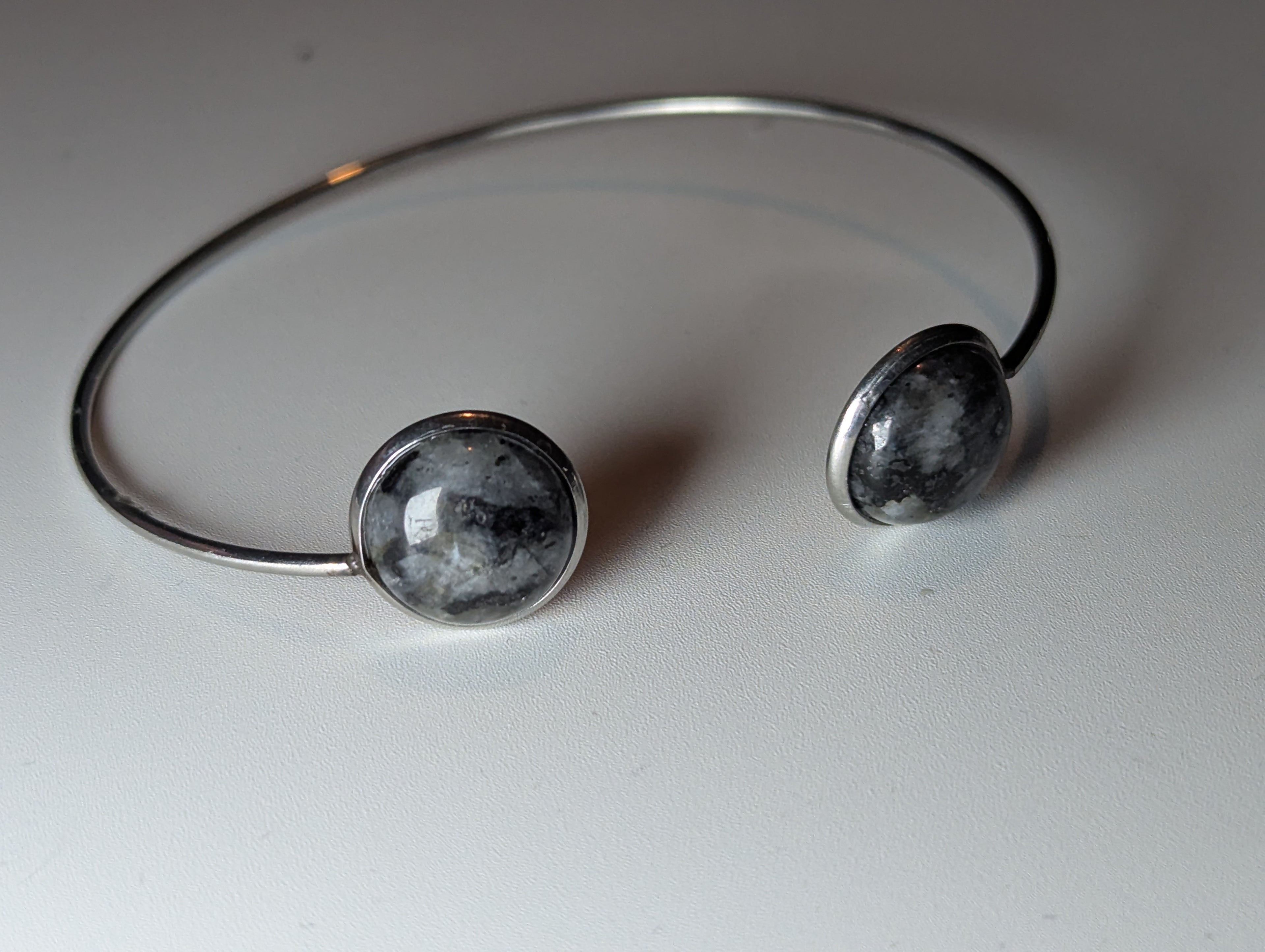 Larvakite crystal handmade bracelet adjustable stainless steel