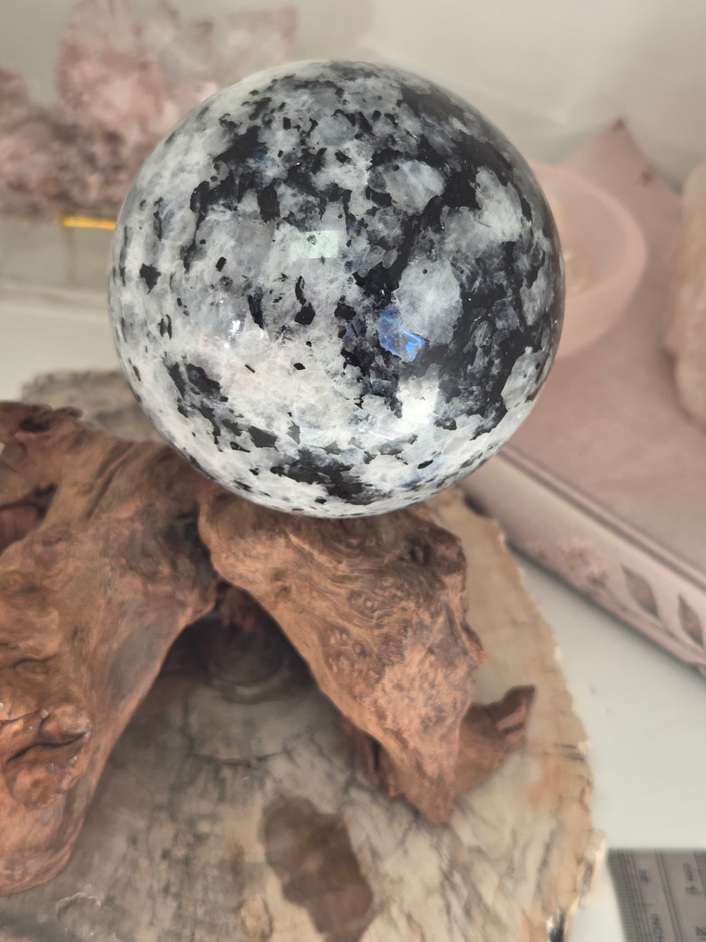 Rainbow moonstone crystal sphere