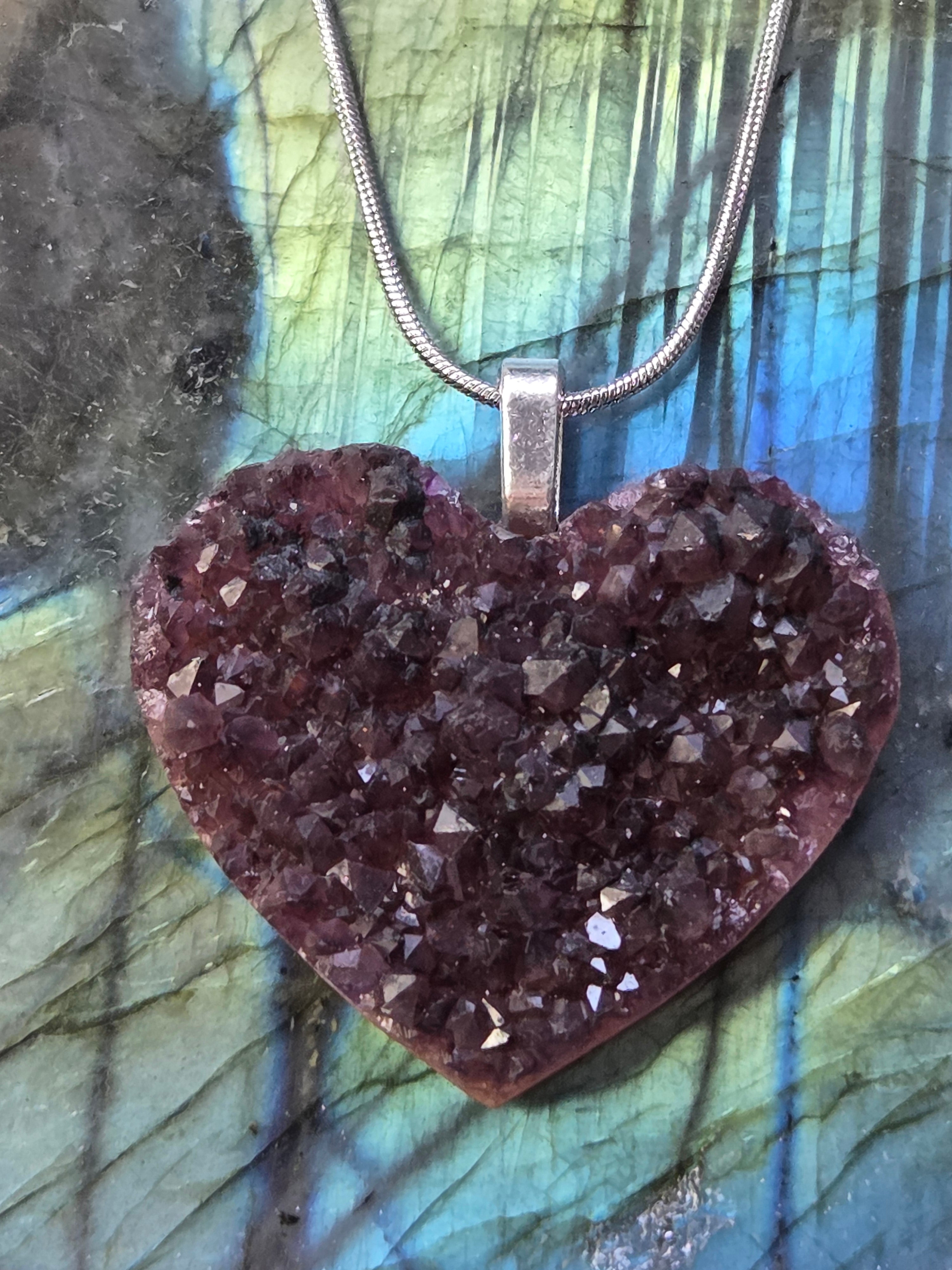 Auralite 23 crystal heart handmade necklace
