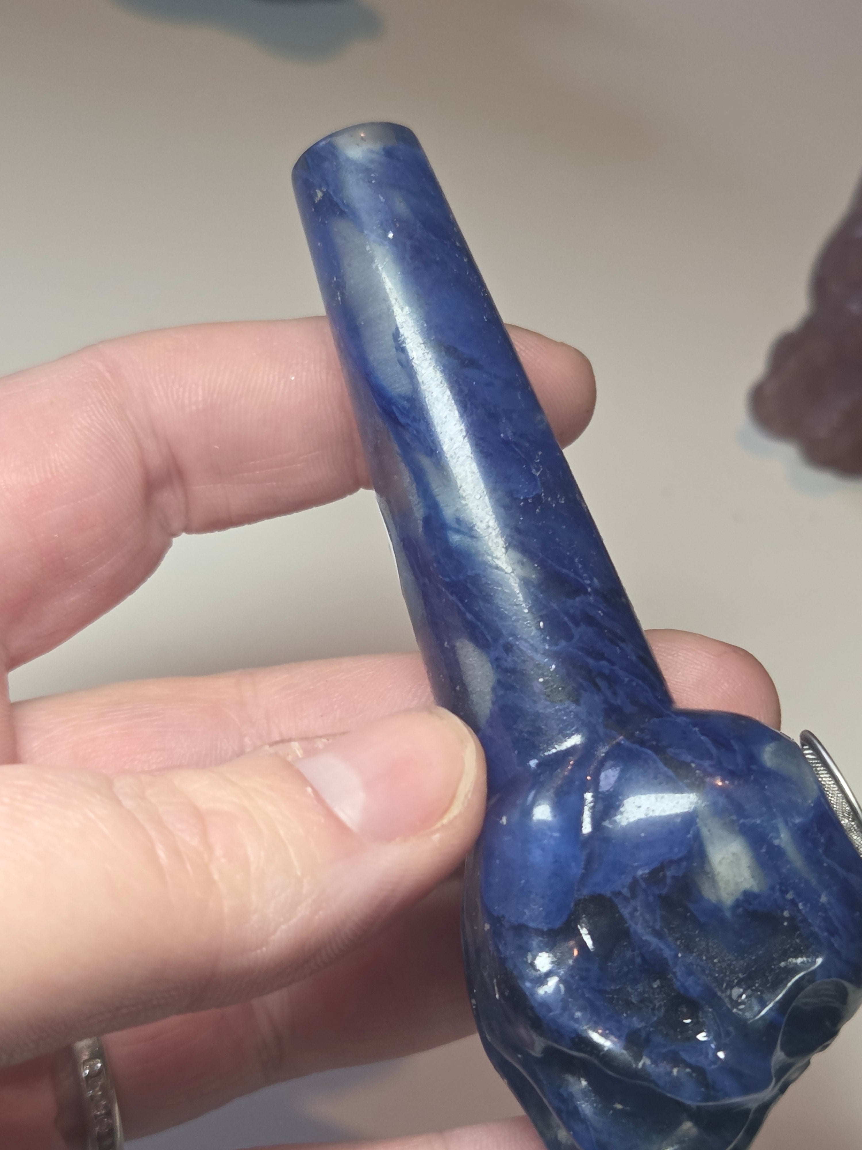 Blue smelling quartz smoking pipe