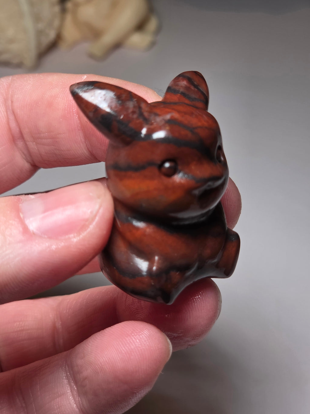 Red obsidian crystal pikachu small carving