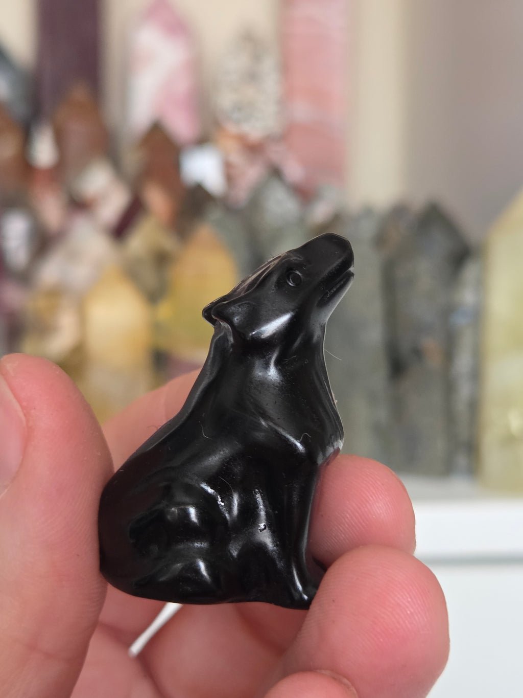 Crystal  wolf carving