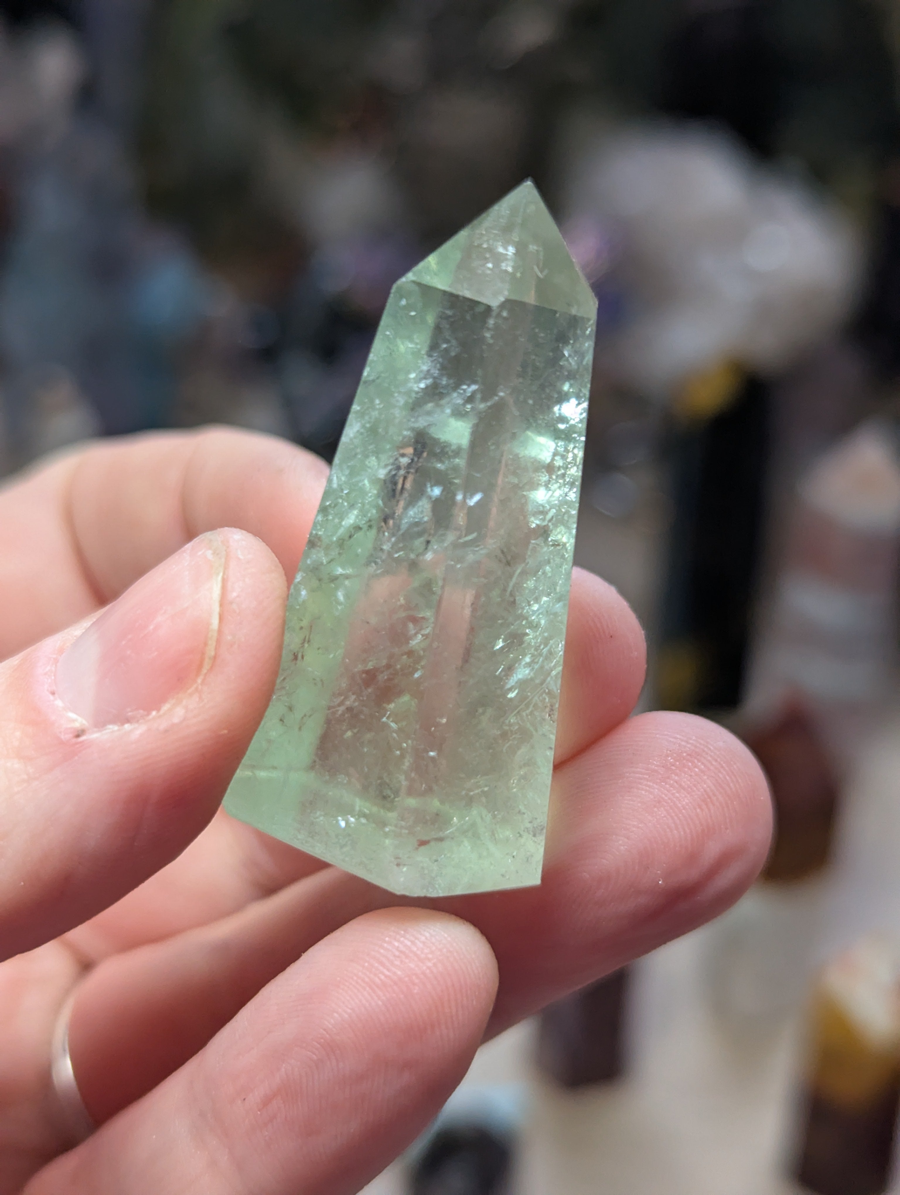 Rare green quartz crystal tower
