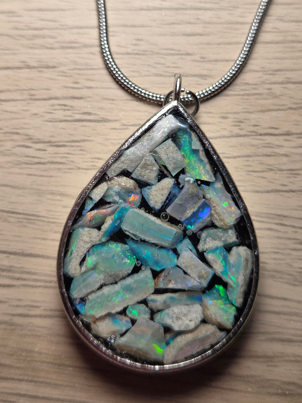 Australian opal crystal handmade necklace set in resin