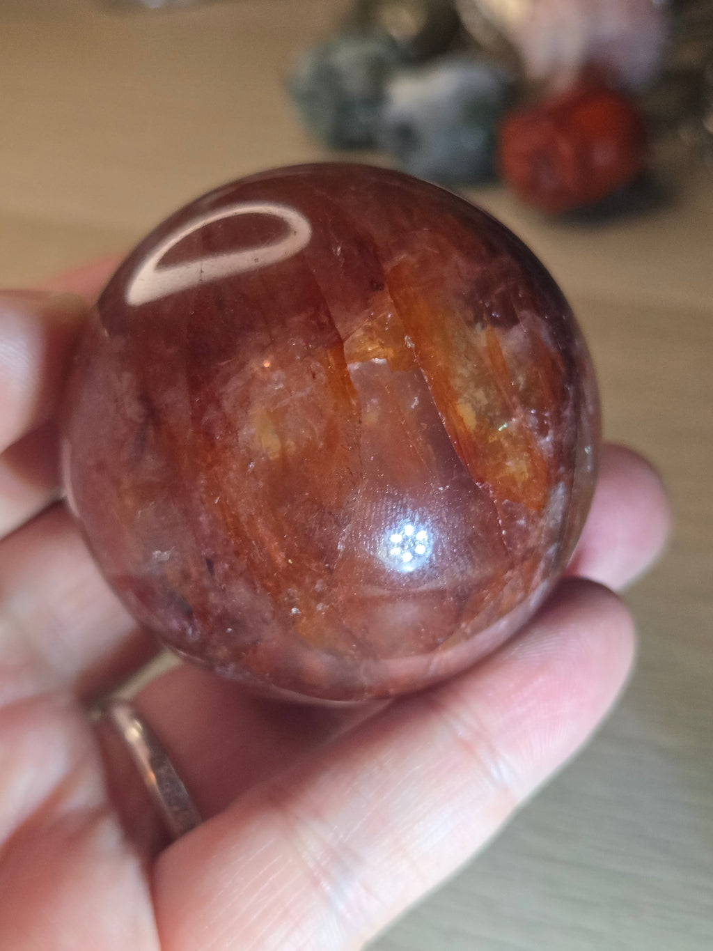 Fire quartz crystal sphere
