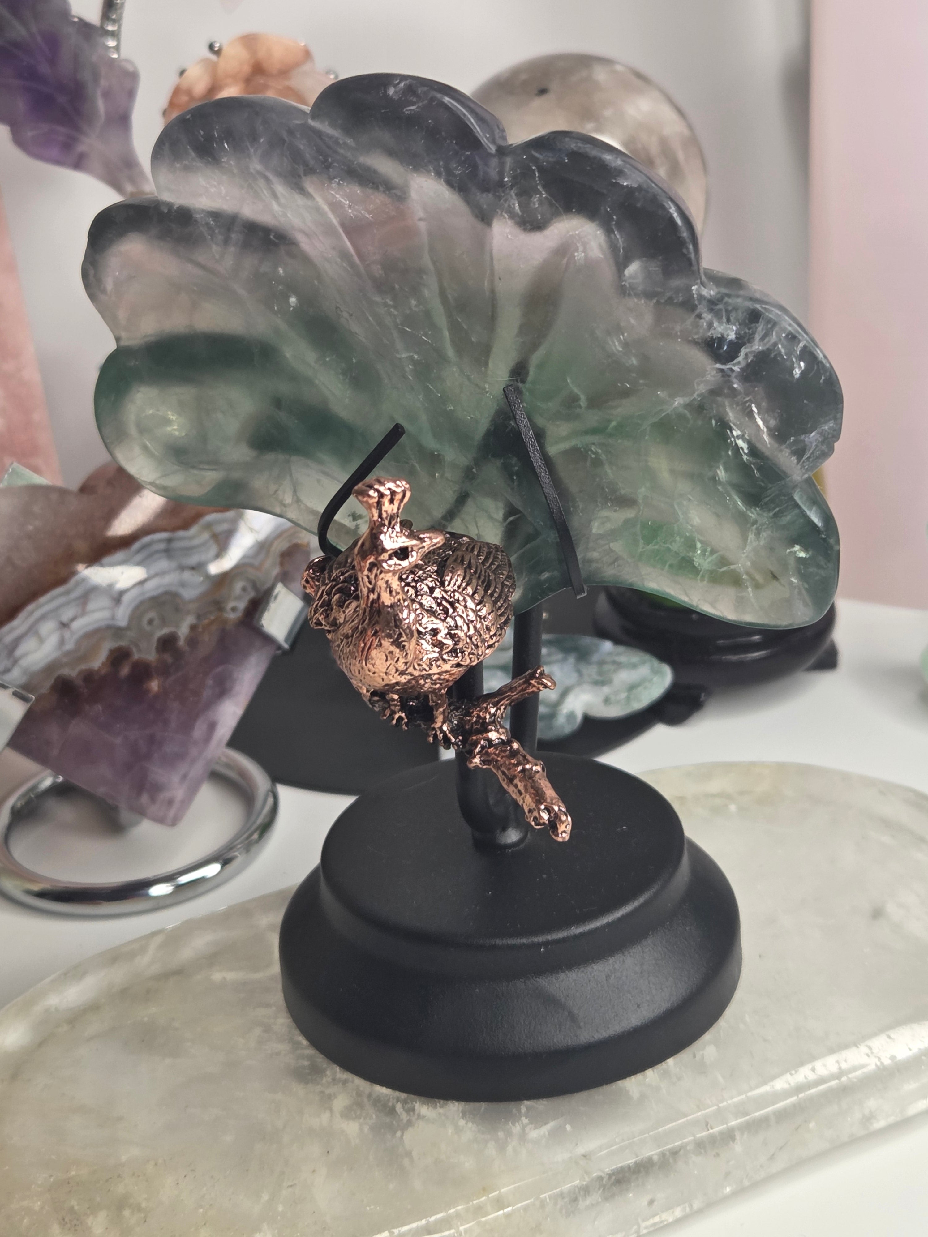 Amazing  Flourite crystal peacock crystal and stand