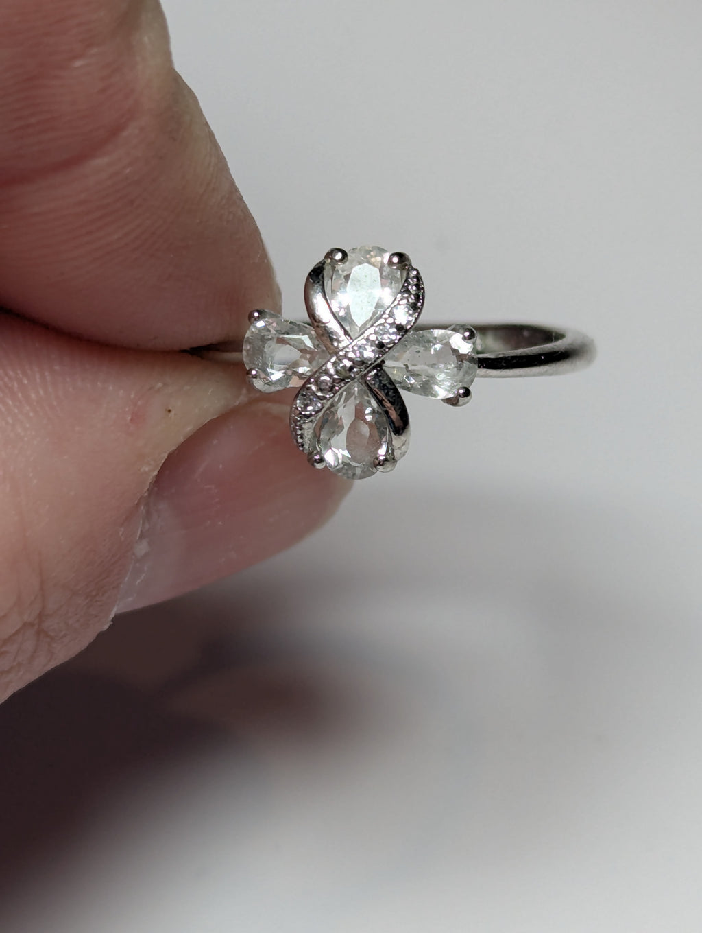 Clear quartz crystal S295 adjustable ring