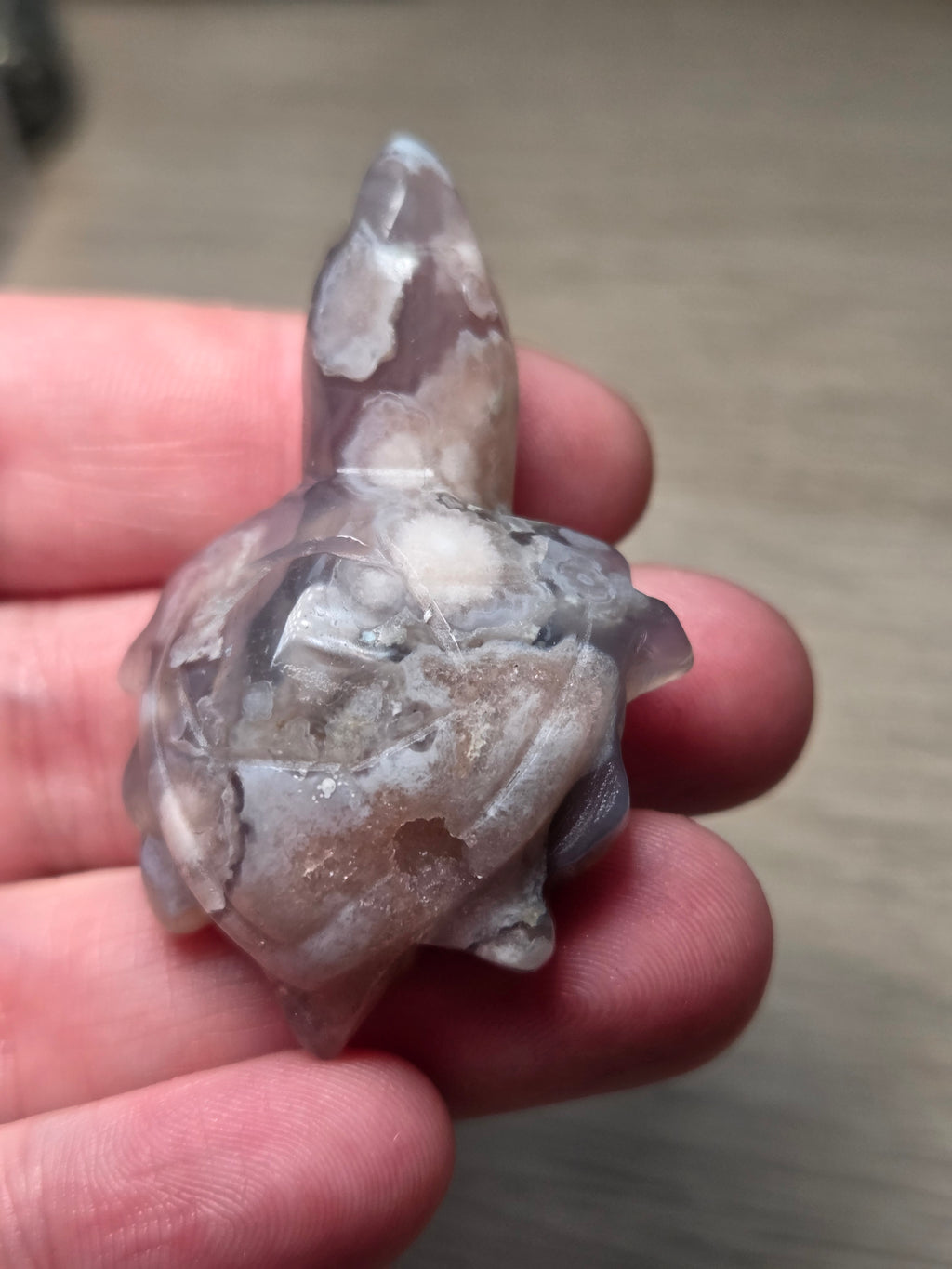 Flower agate crystal turtle carving  picked at random