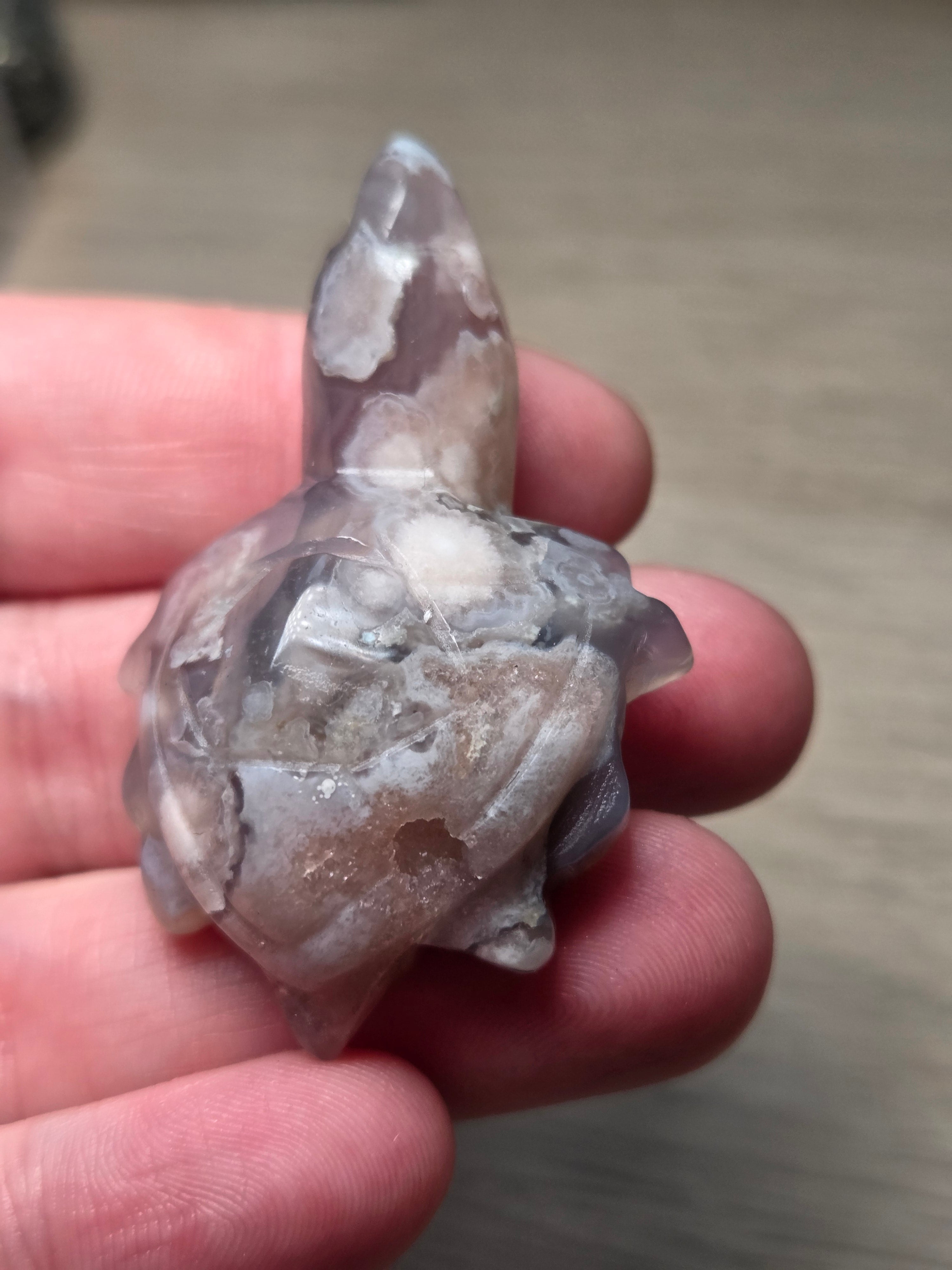 Flower agate crystal turtle carving  picked at random