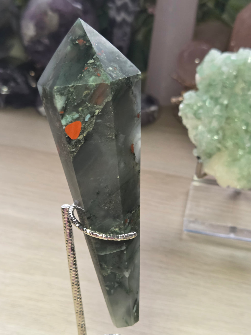 African bloodstone wand carving