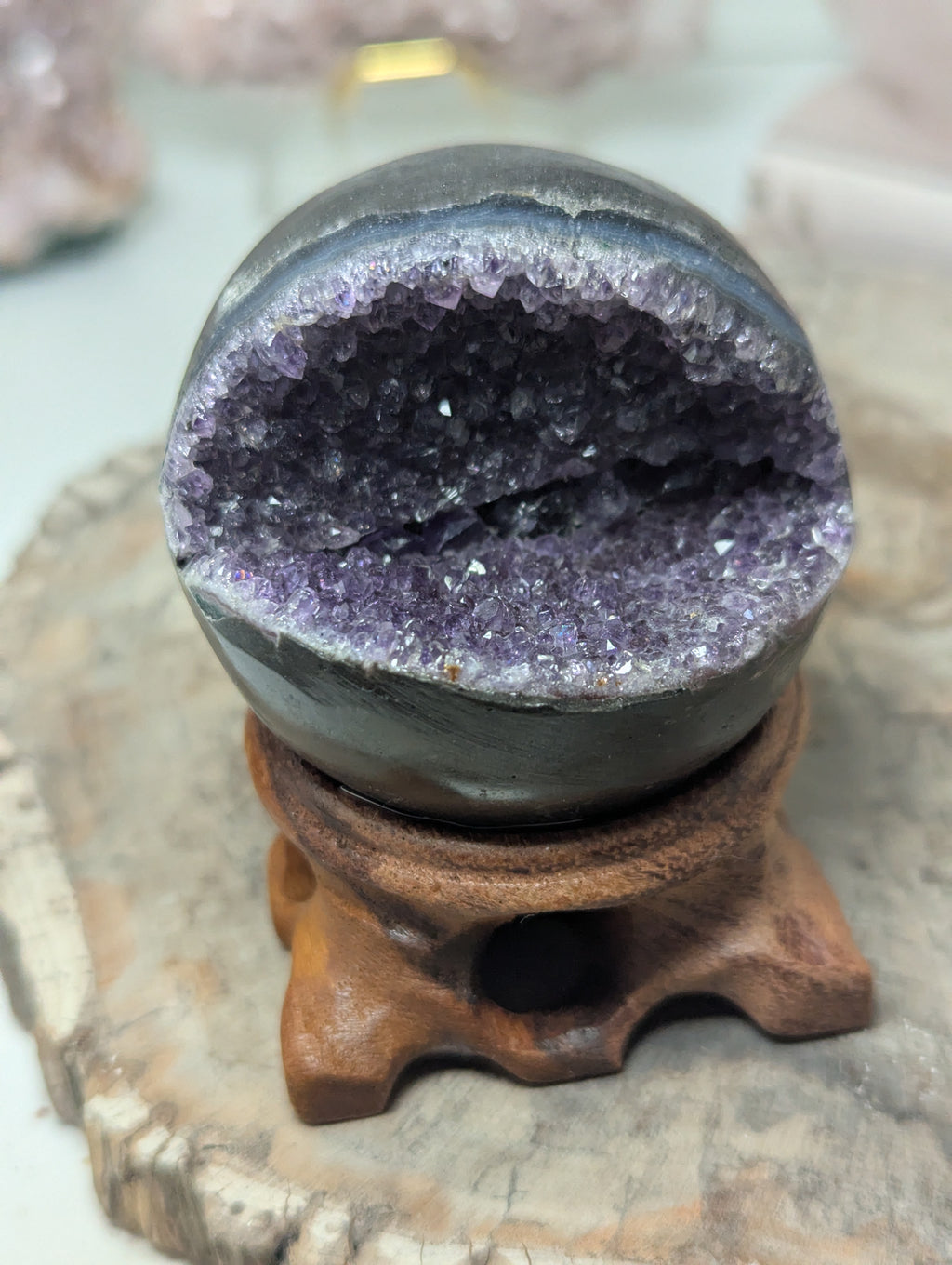 Amethyst crystal pack man sphere