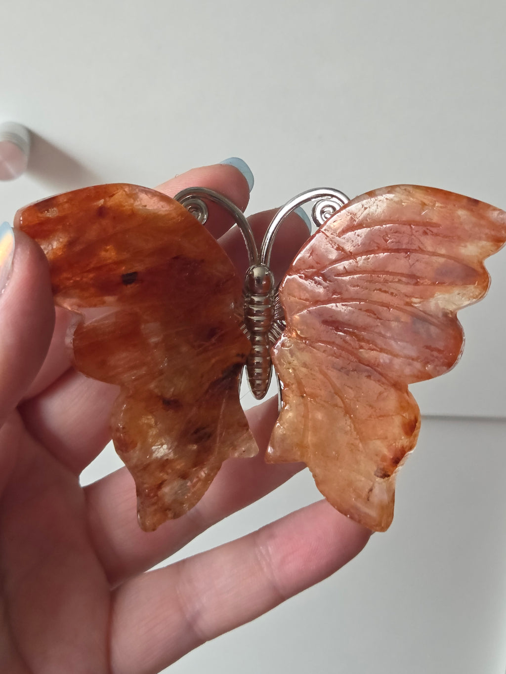 Fire quartz crystal butterfly