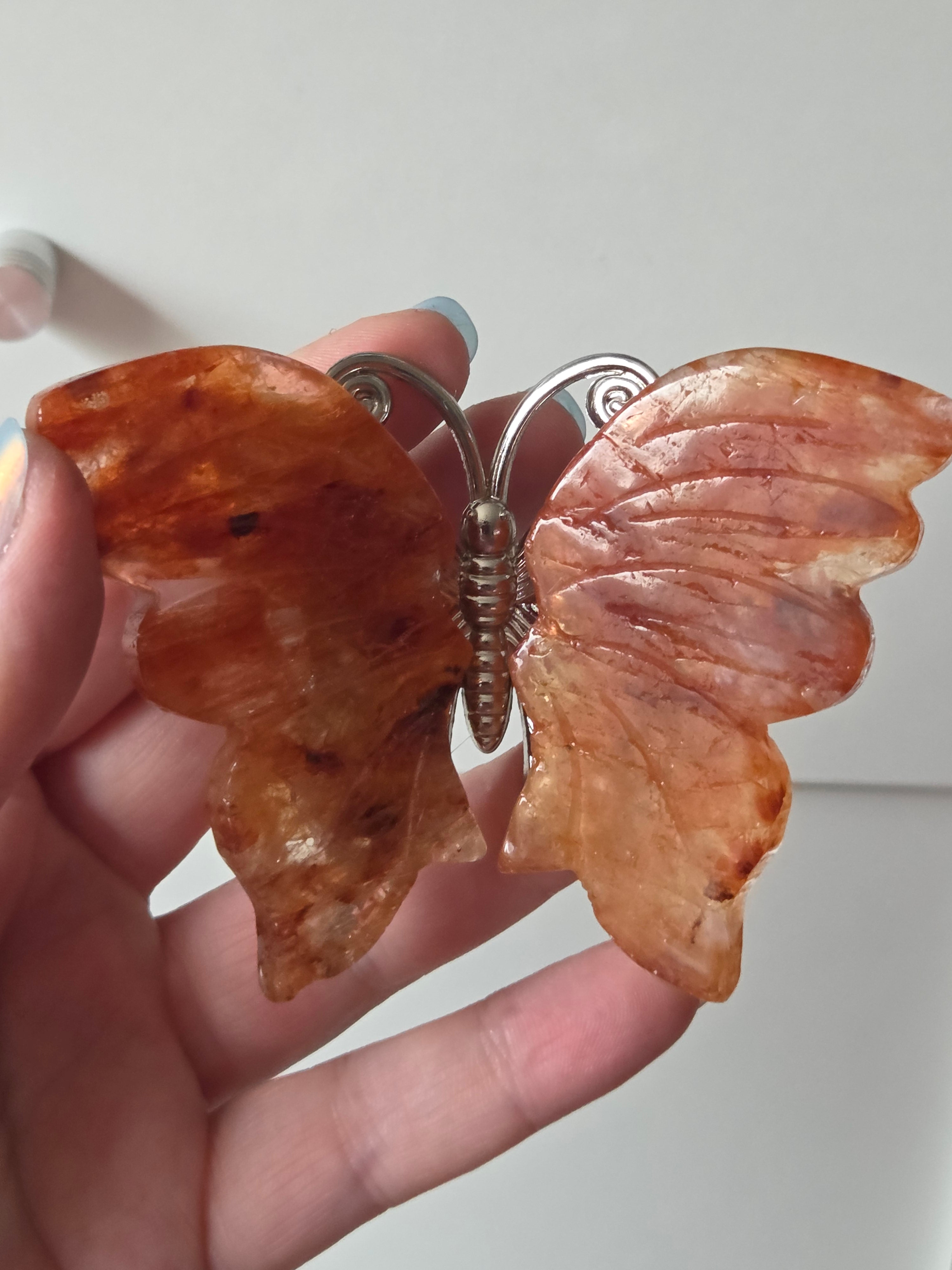 Fire quartz crystal butterfly