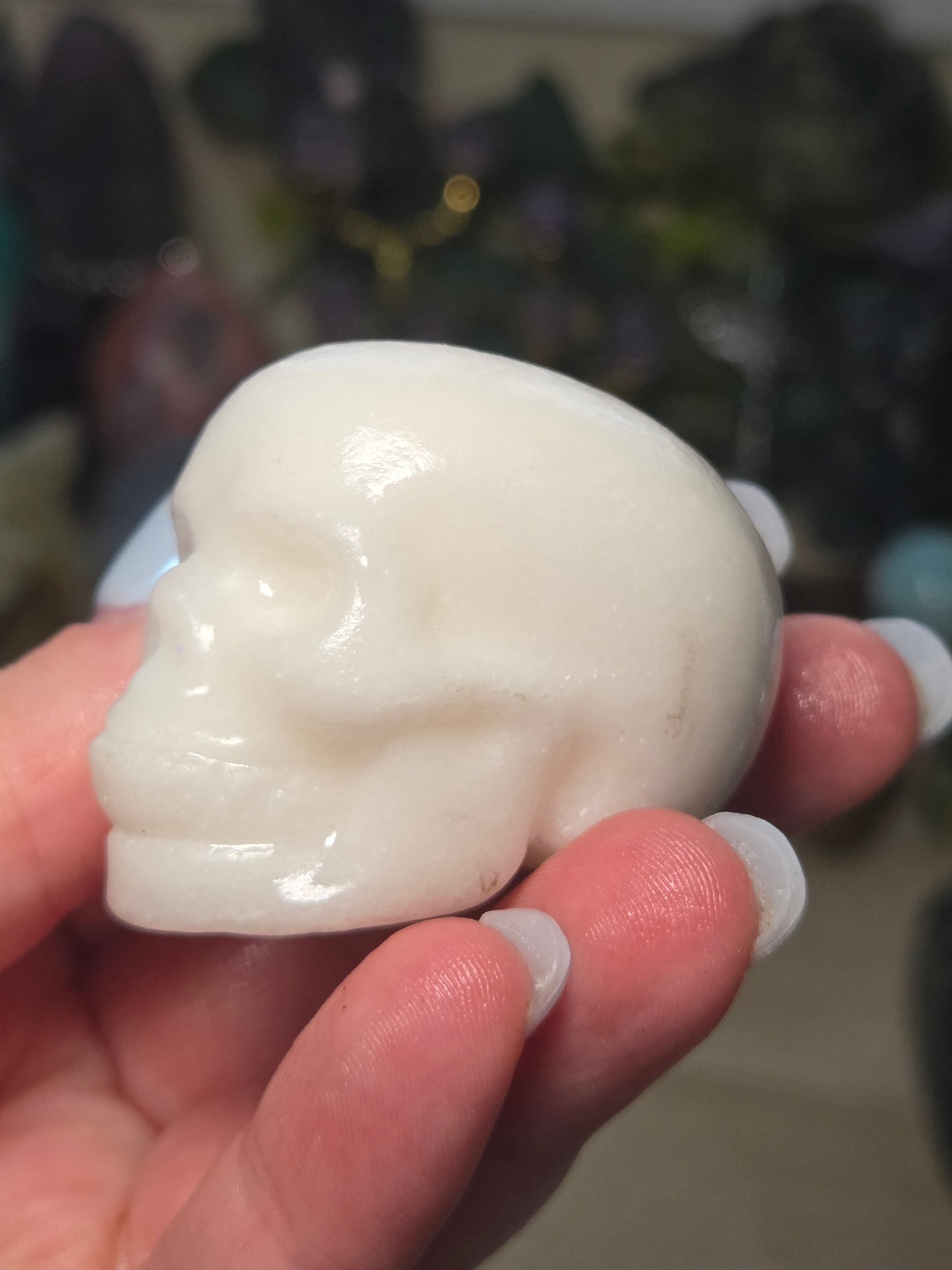White jade crystal skull