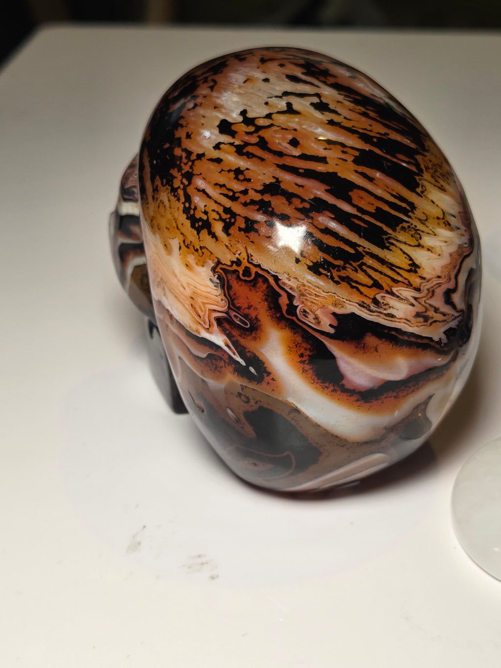 Large Sardonyx crystal skull carving