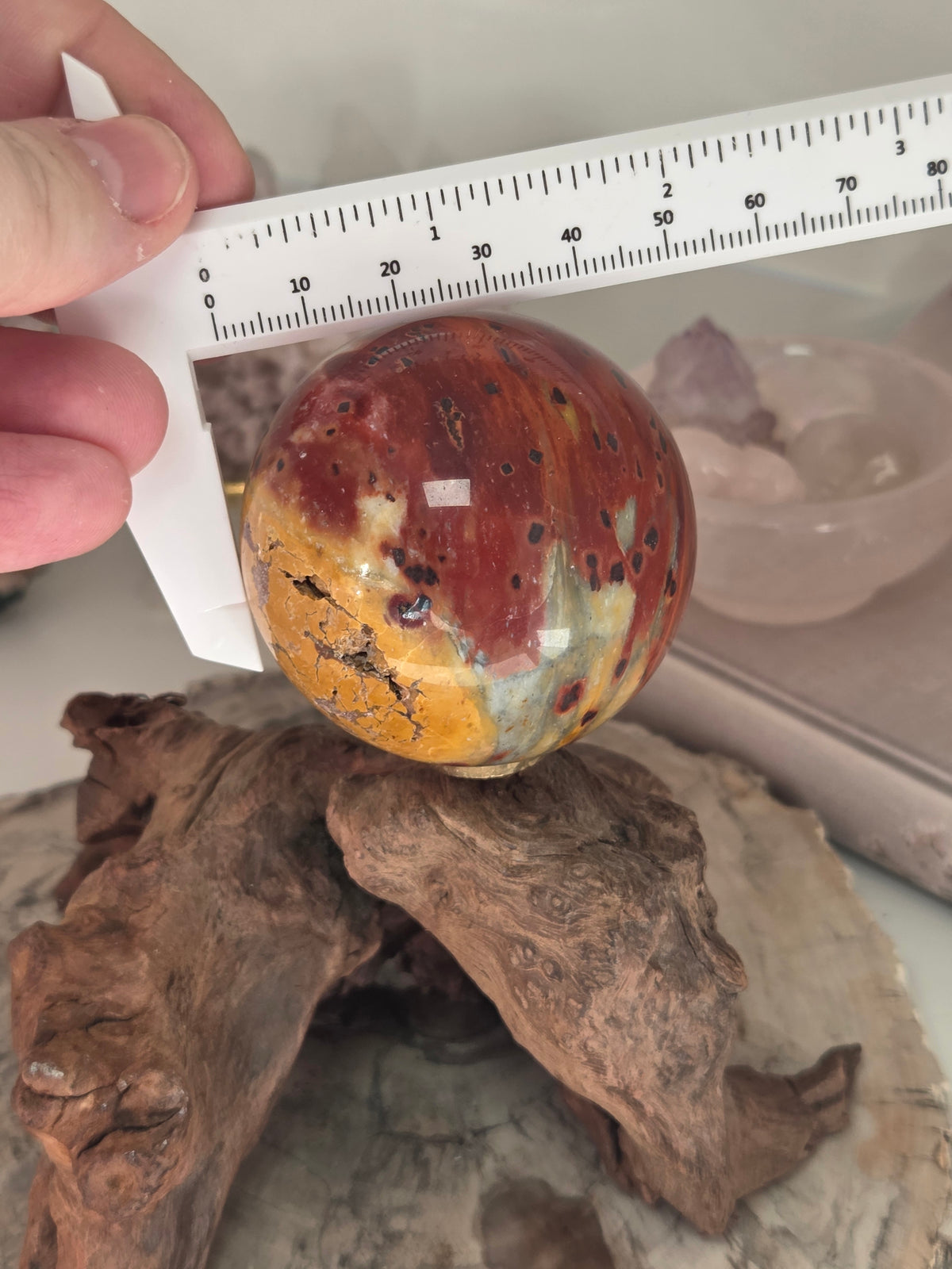 Petrified wood crystal sphere