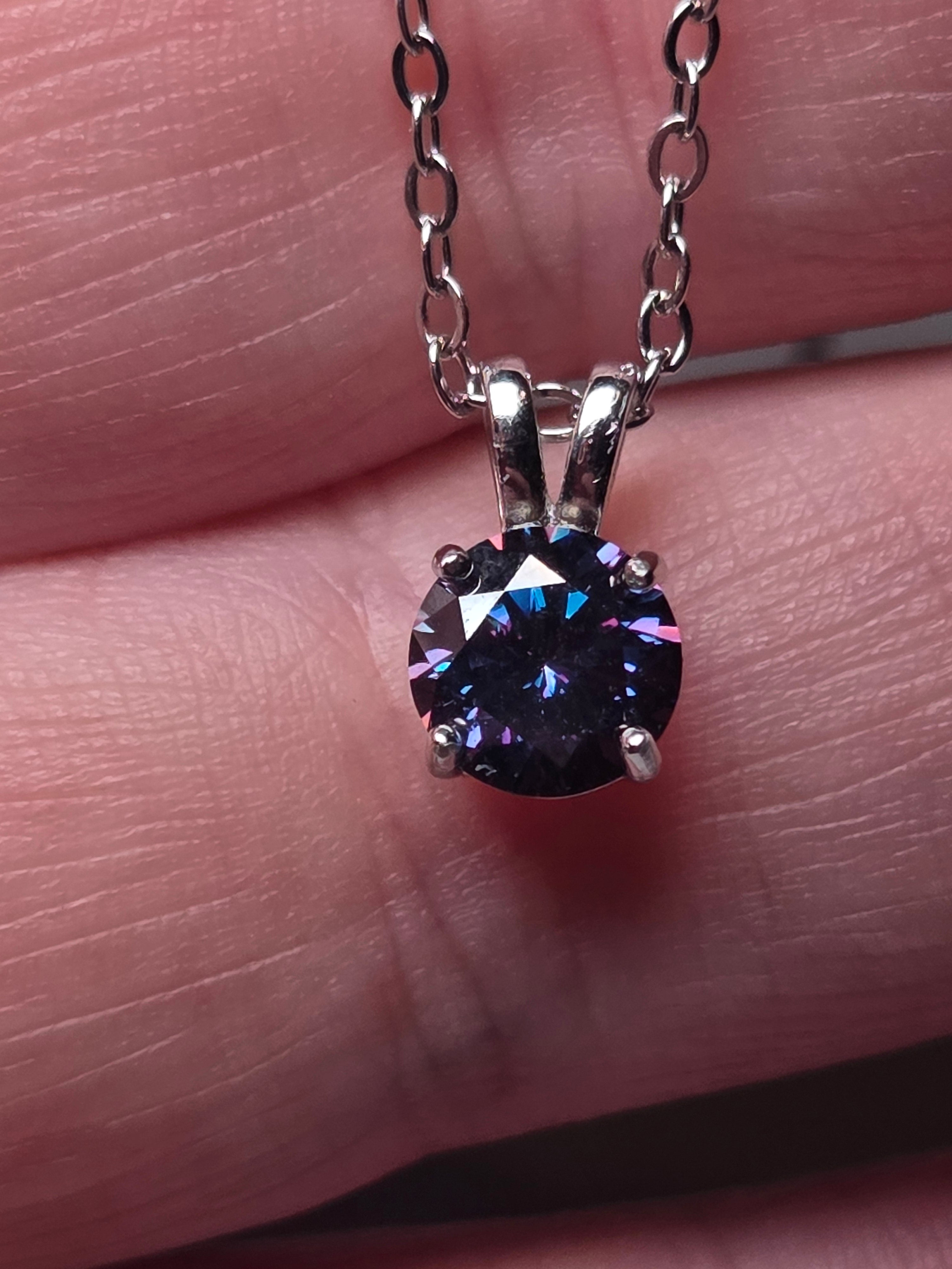 Purple Moissonite Diamond necklace
