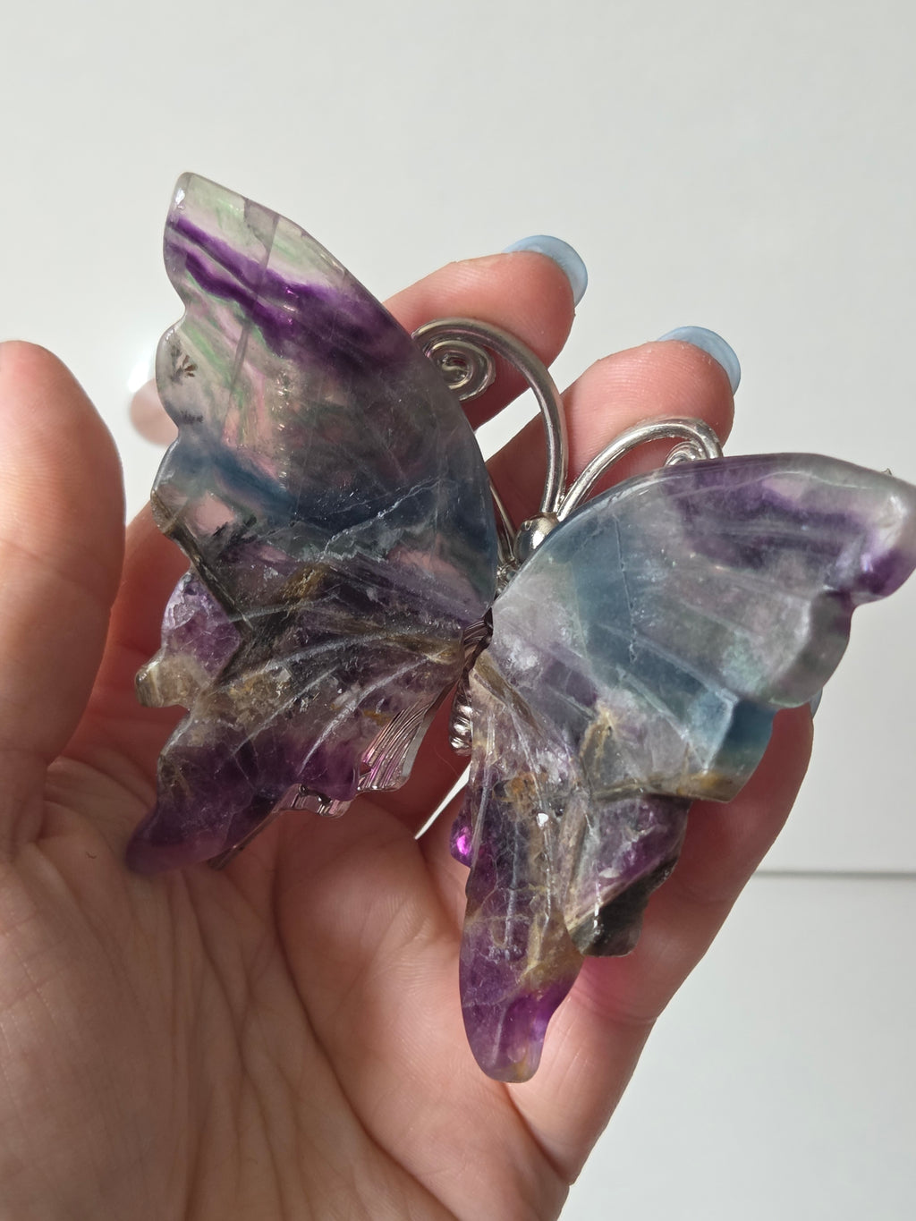 Beautiful rainbow flourite crystal butterfly