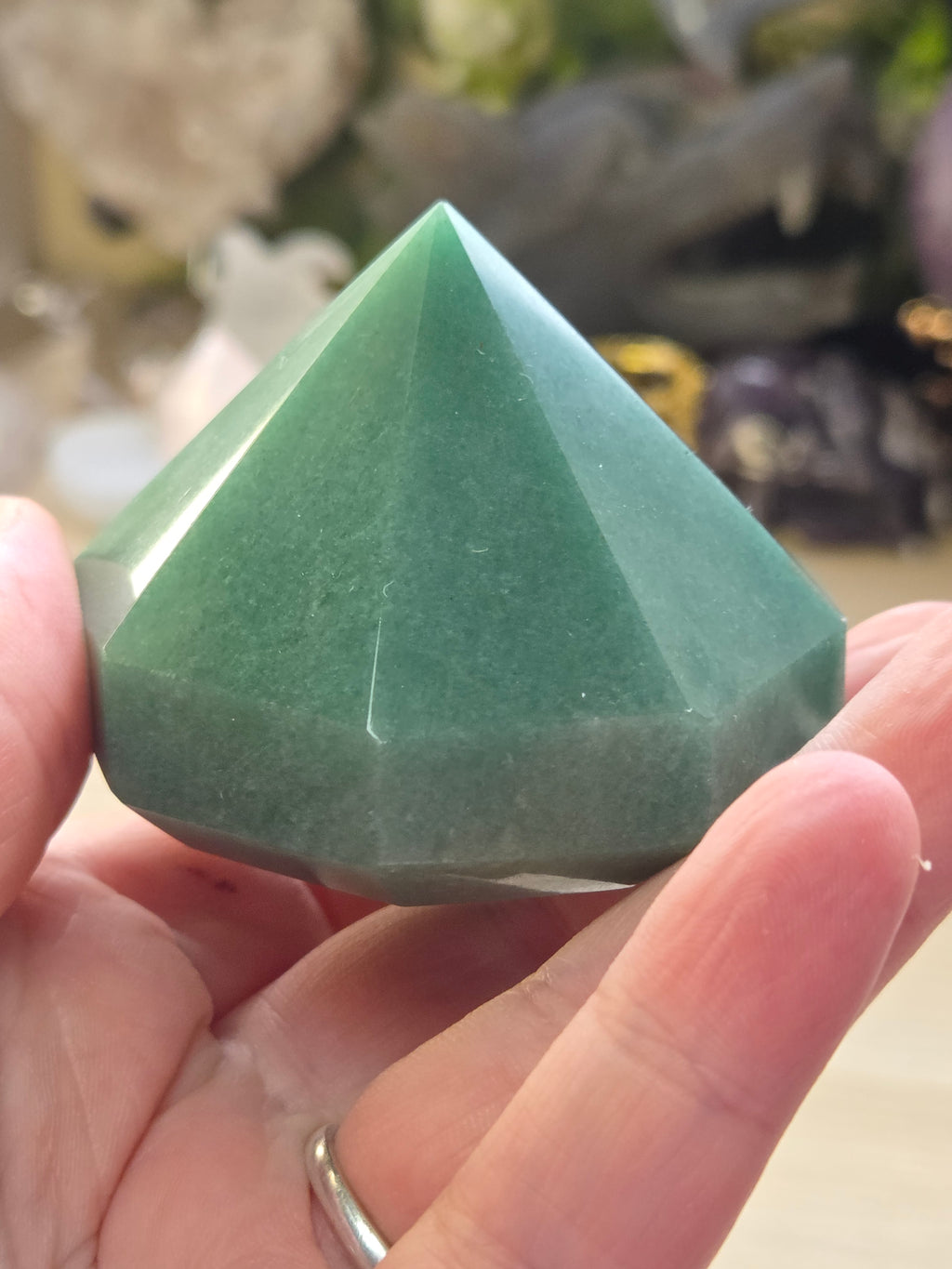 Beautiful Green Aventurine crystal diamond carving