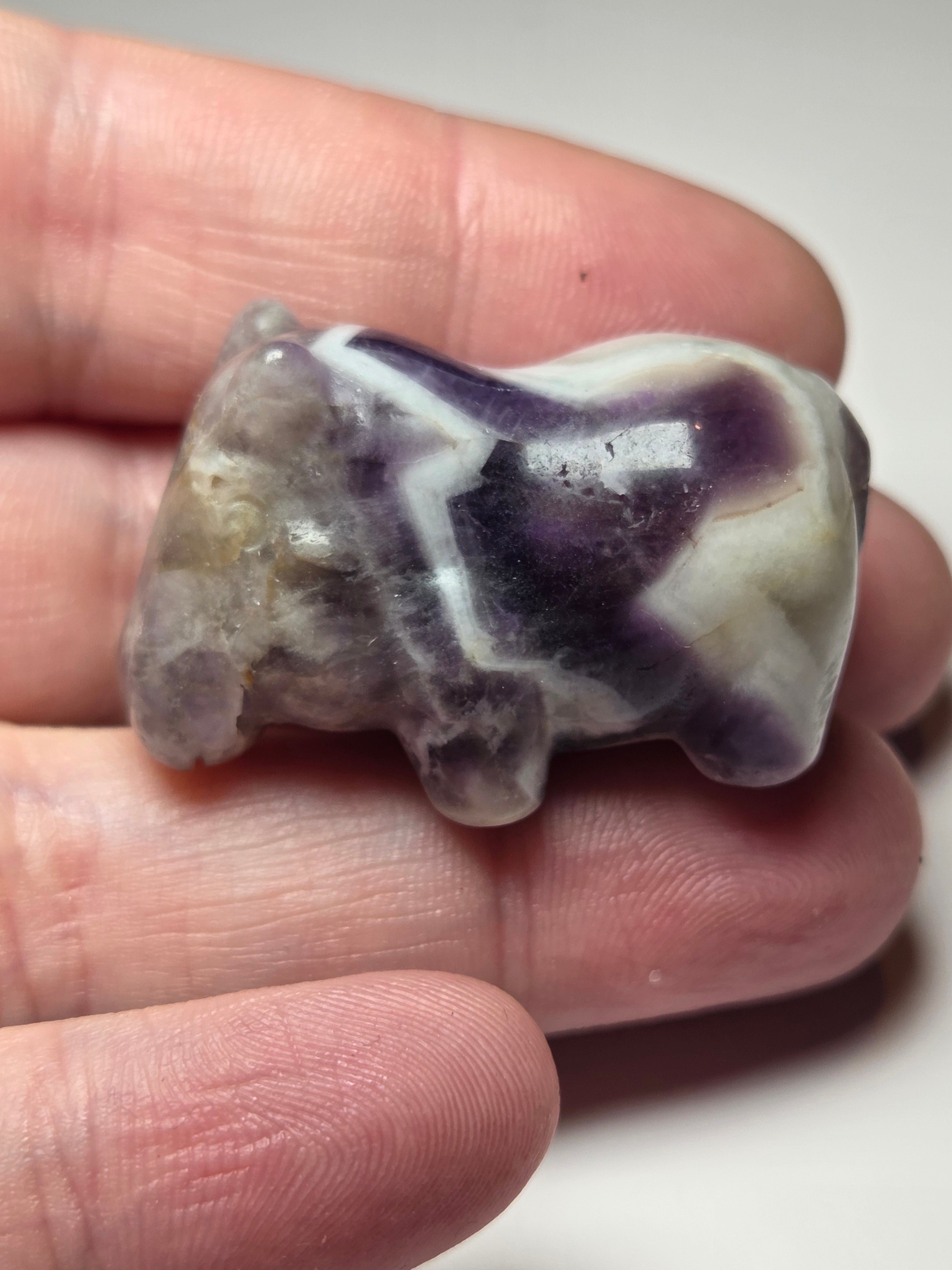 Dream Amethyst crystal hippo carving