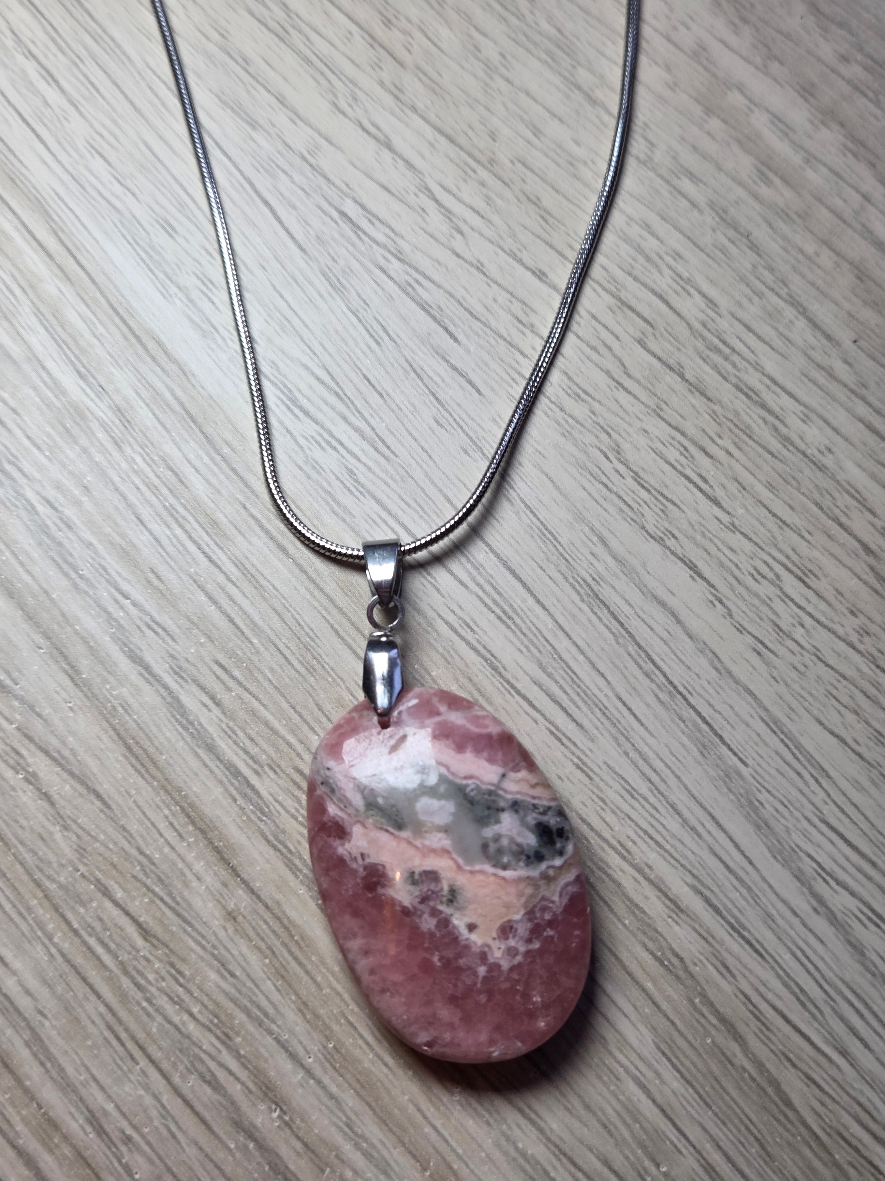 Rhodochrosite crystal handmade necklace