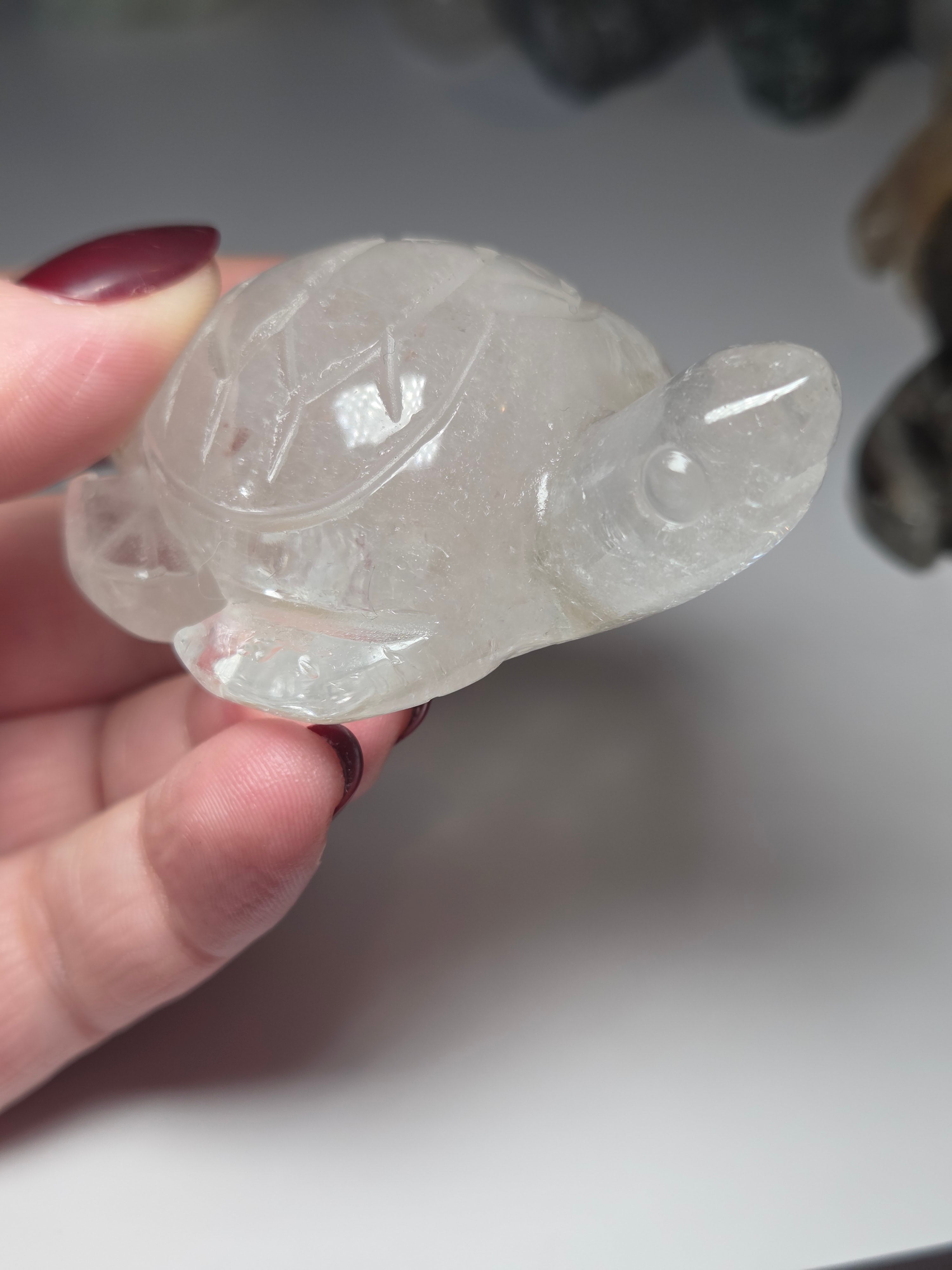 Clear quartz crystal Turtle carving