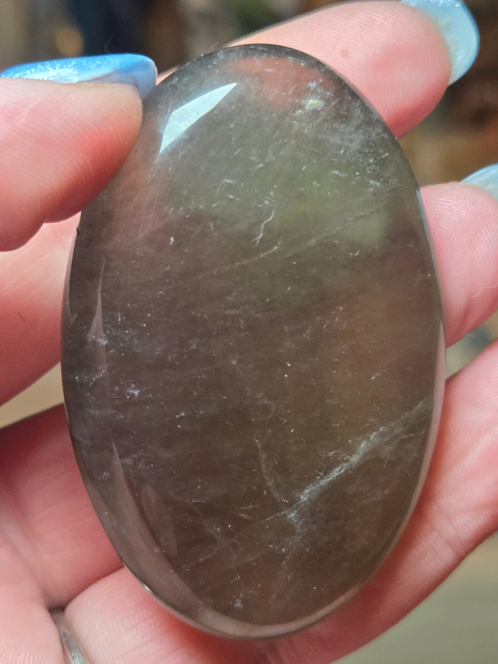 Natural  green Amethyst crystal palm stone