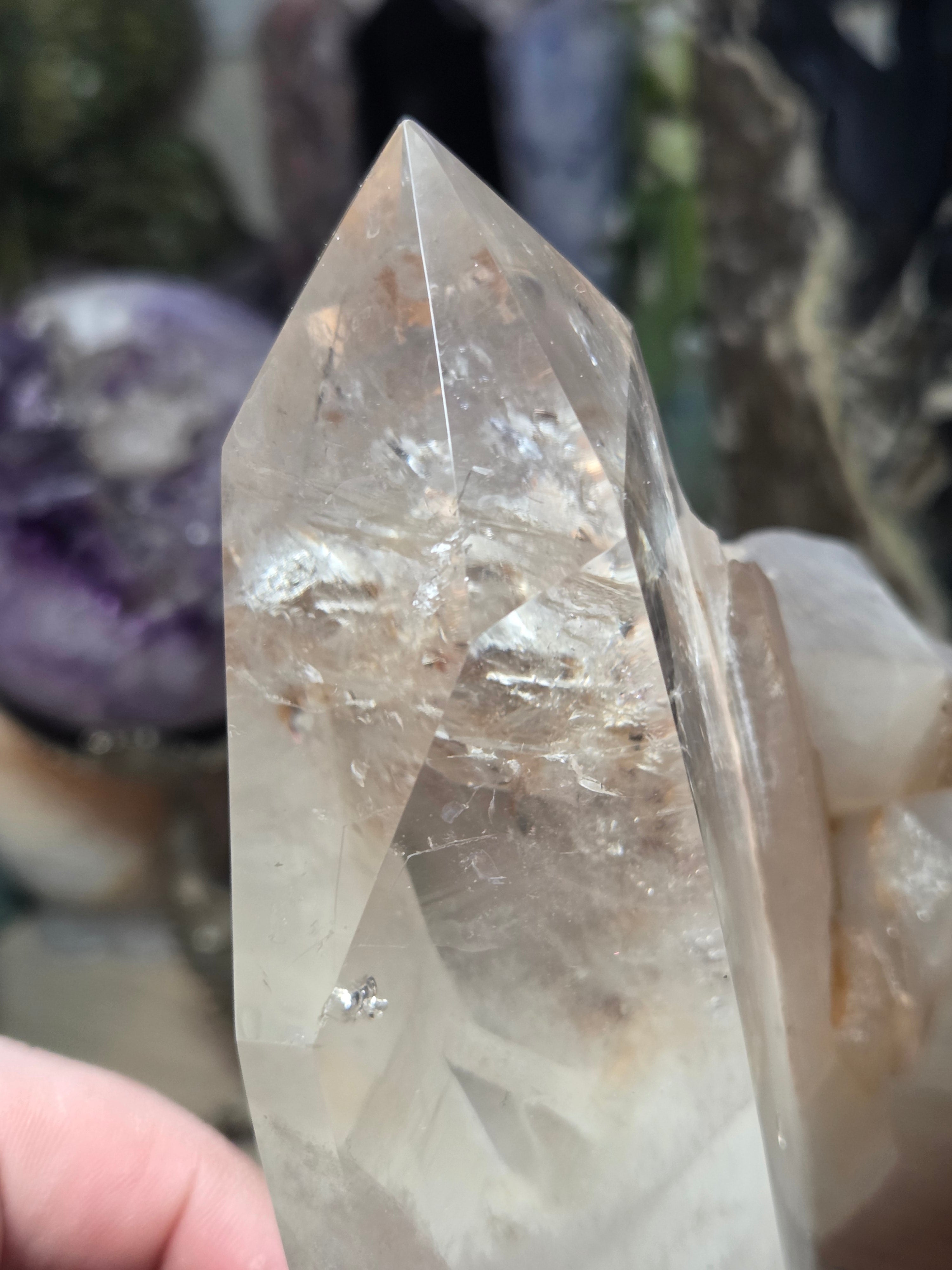 Large raw clear quartz crystal from Brazil