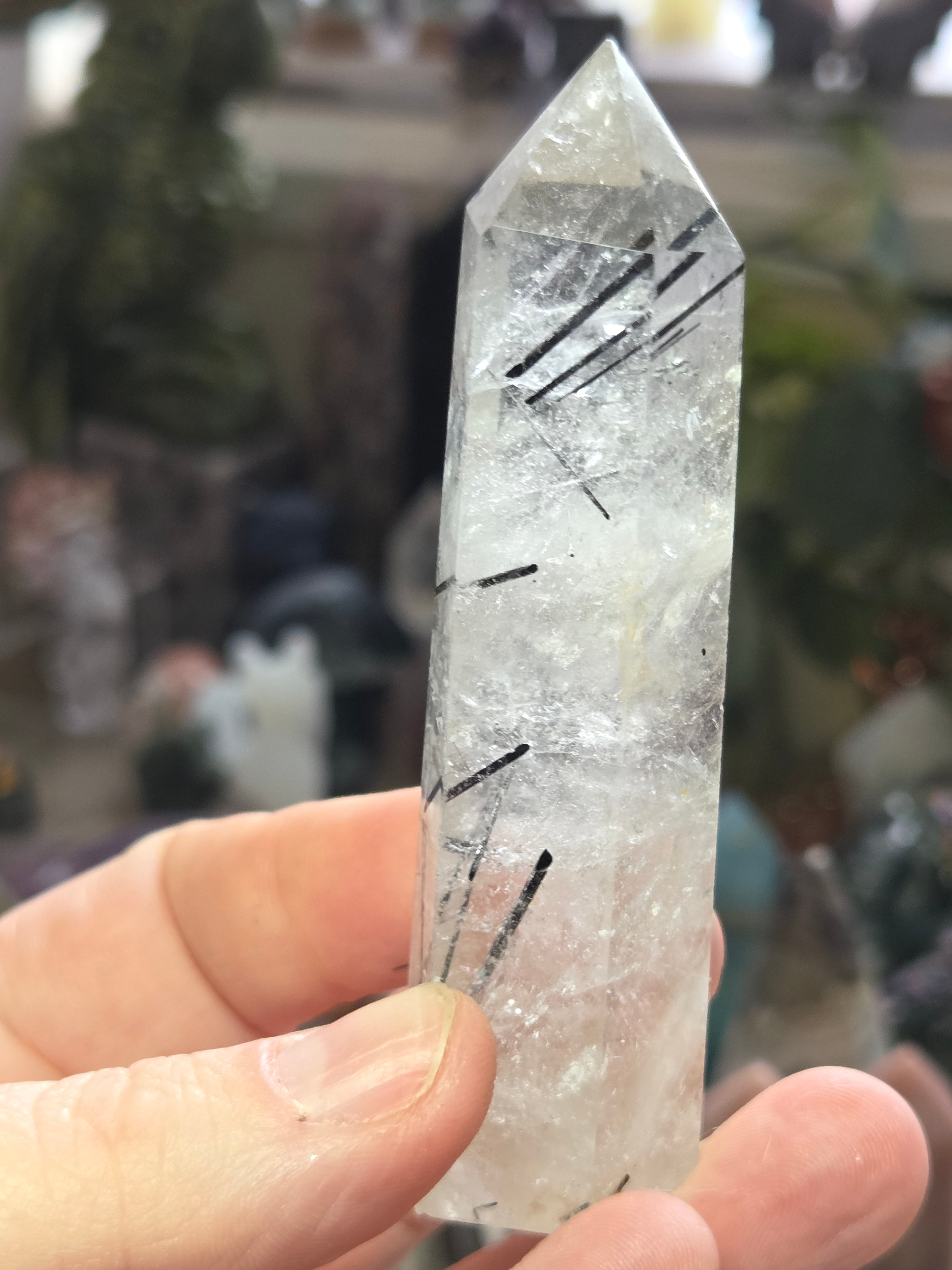 Grade A black Tourmaline rutile crystal tower