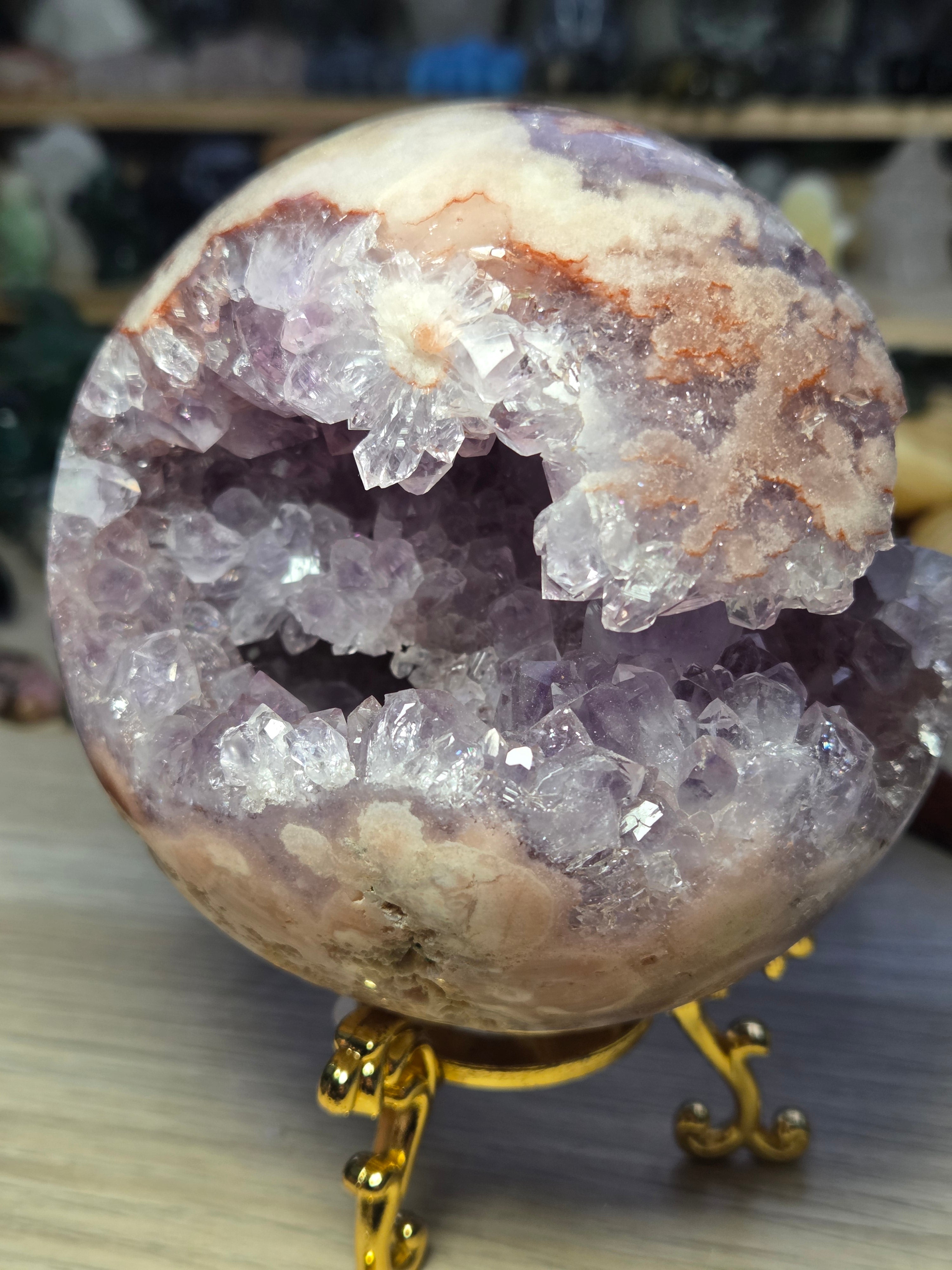 Pink amethyst crystal  sphere 10cm Grade AAAA  was £1250
