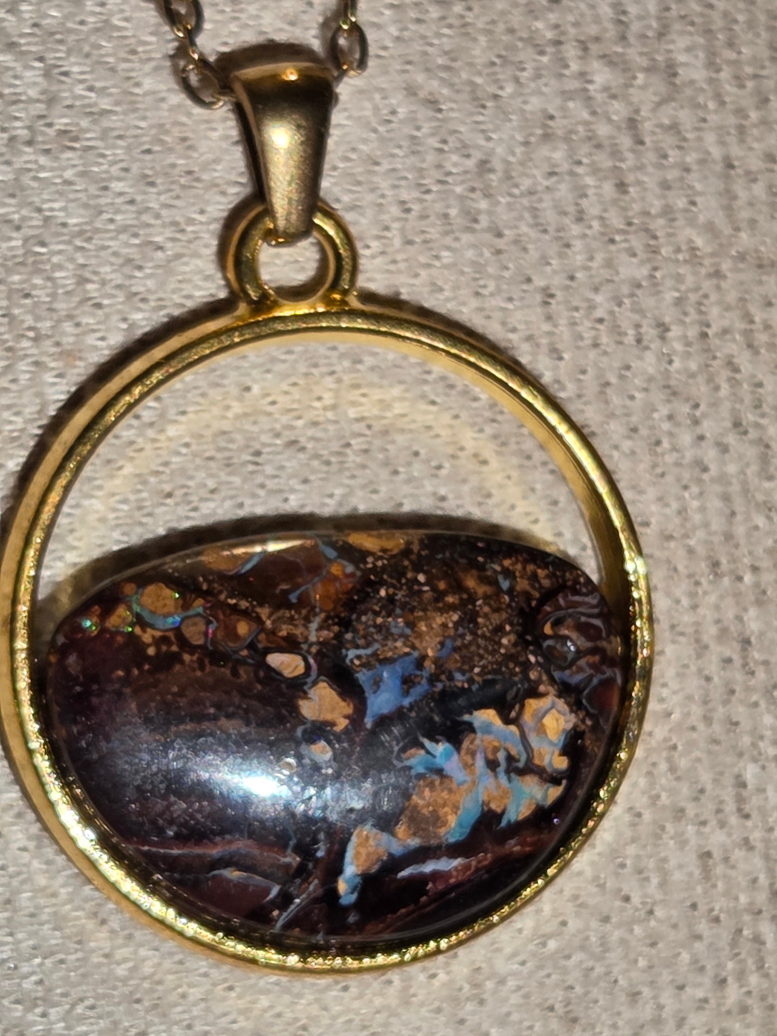 Beautiful bolder opal crystal necklace
