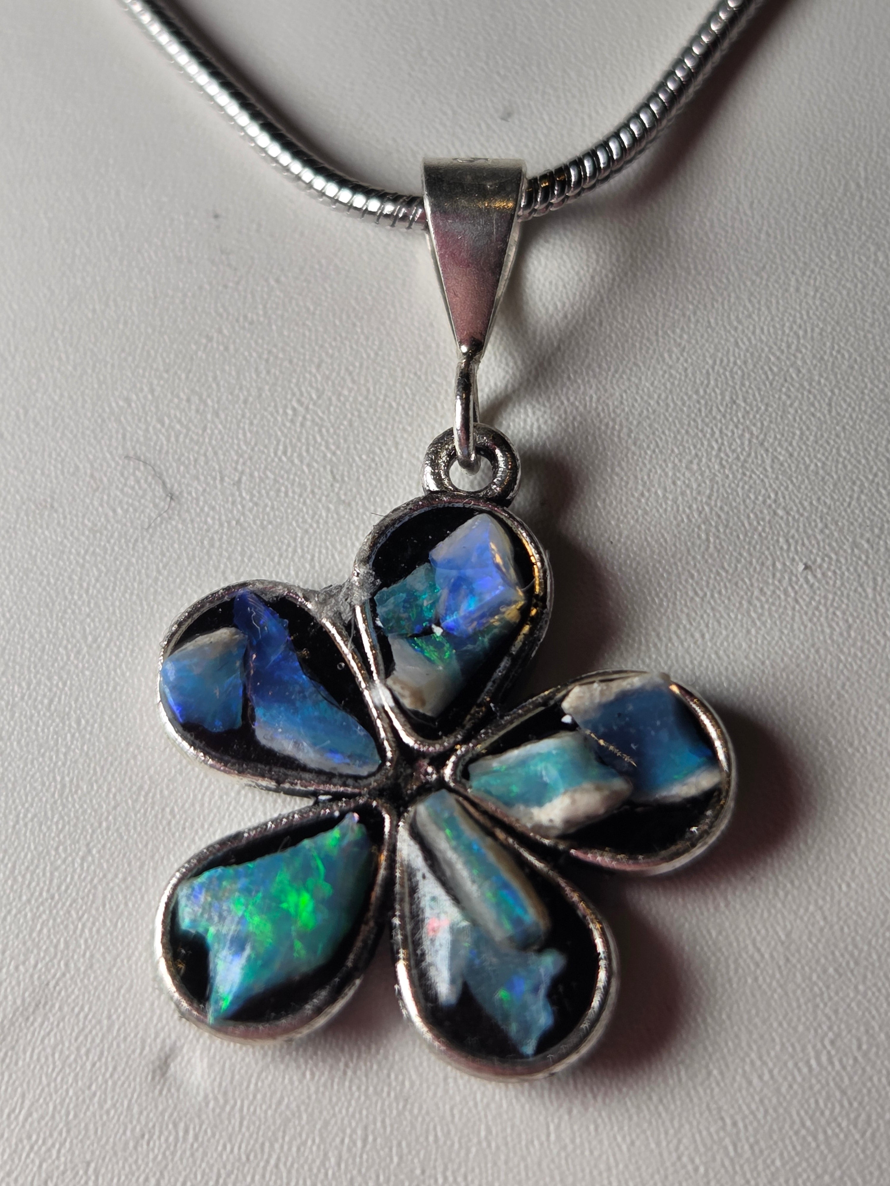Australian opal crystal handmade necklace set in resin