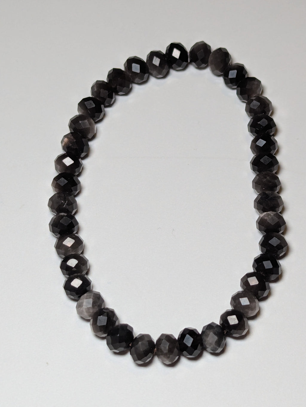 Silver sheen obsidian crystal bracelet